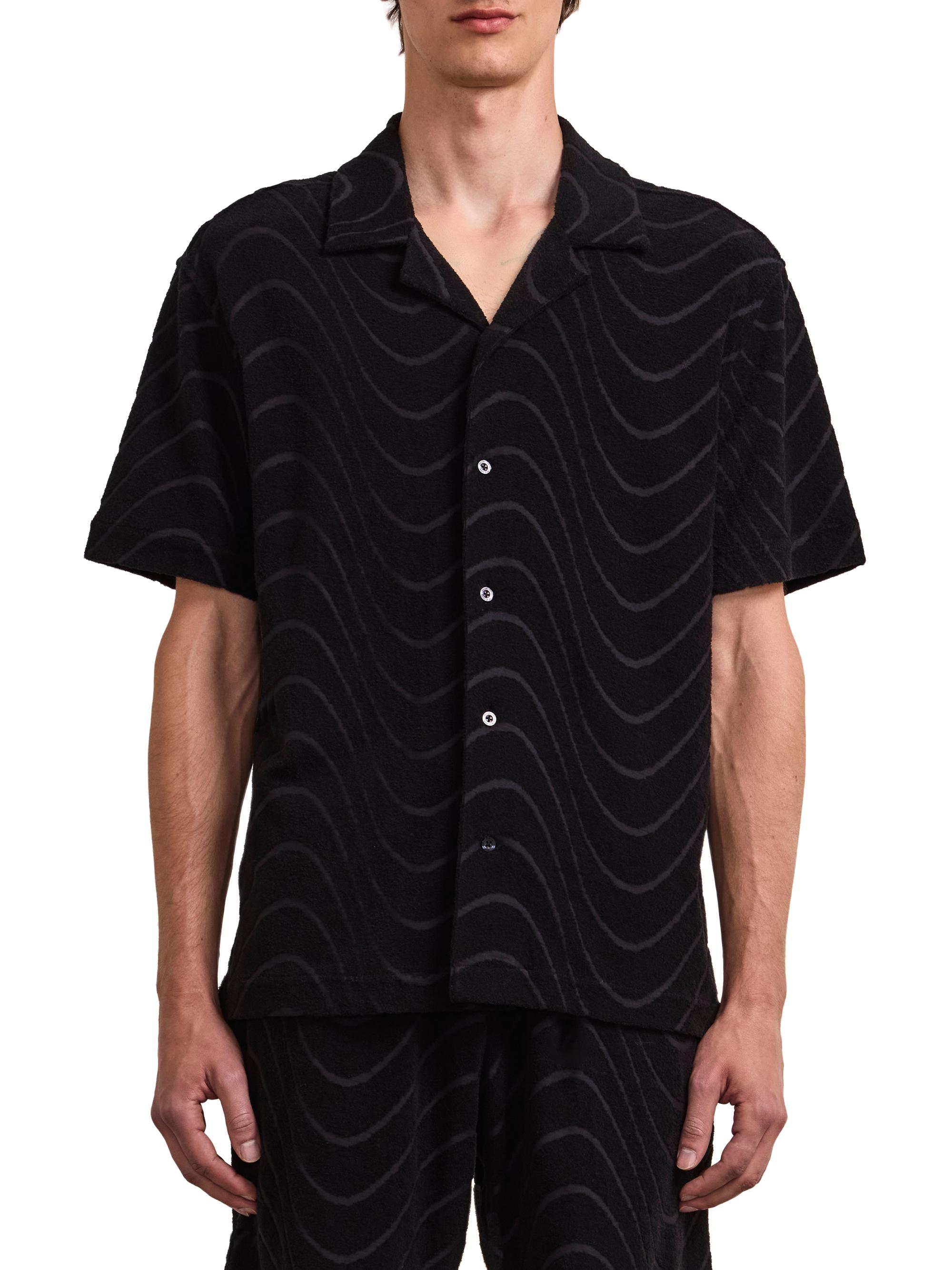Frescobol Carioca Men's Roberto Fibra Terry-Cotton-Blend Camp Shirt - Black