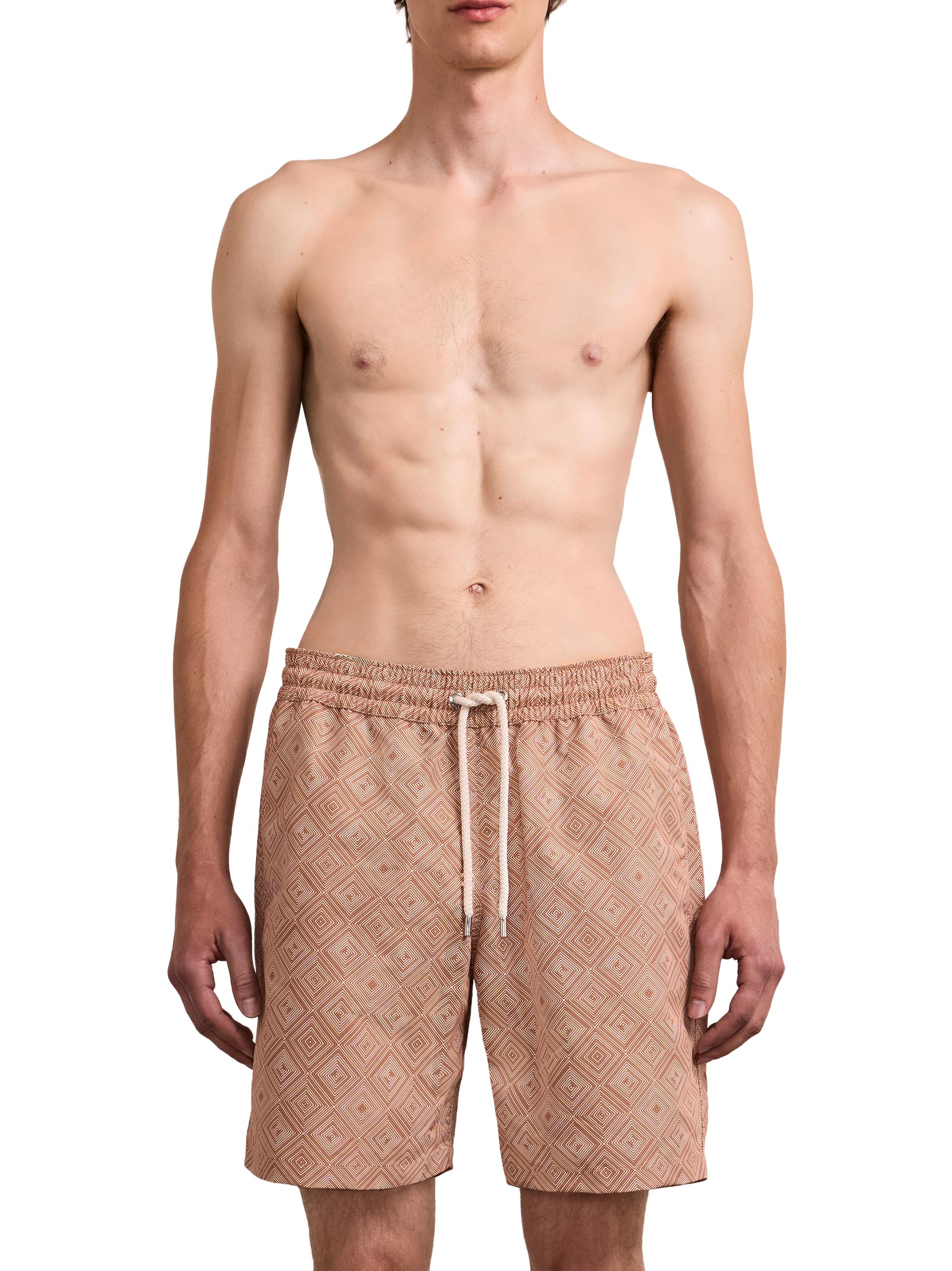 Frescobol Carioca Men's Santos Madeira Printed Swim Shorts - Copper