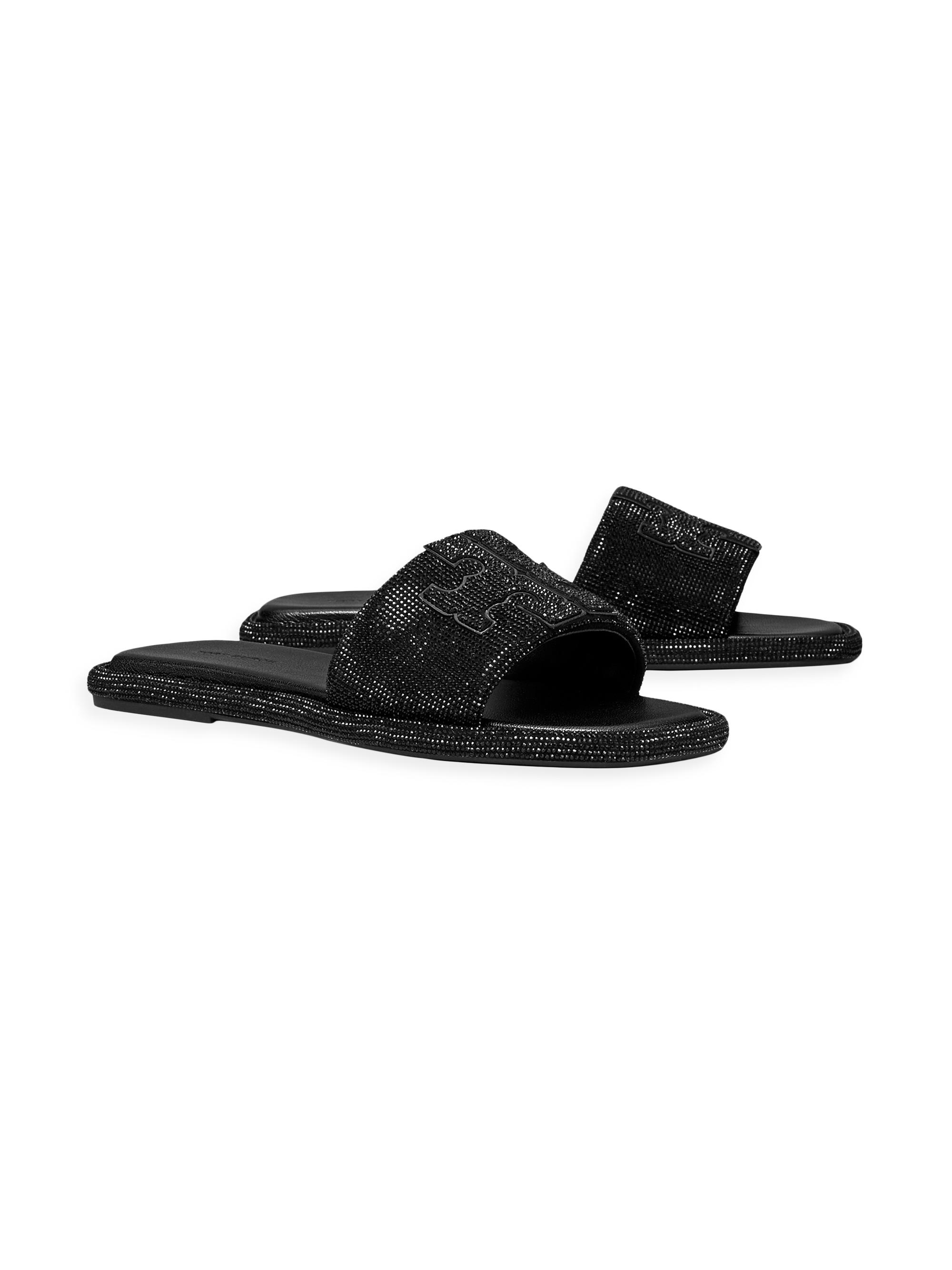 Double-T Pavé Leather Slides
