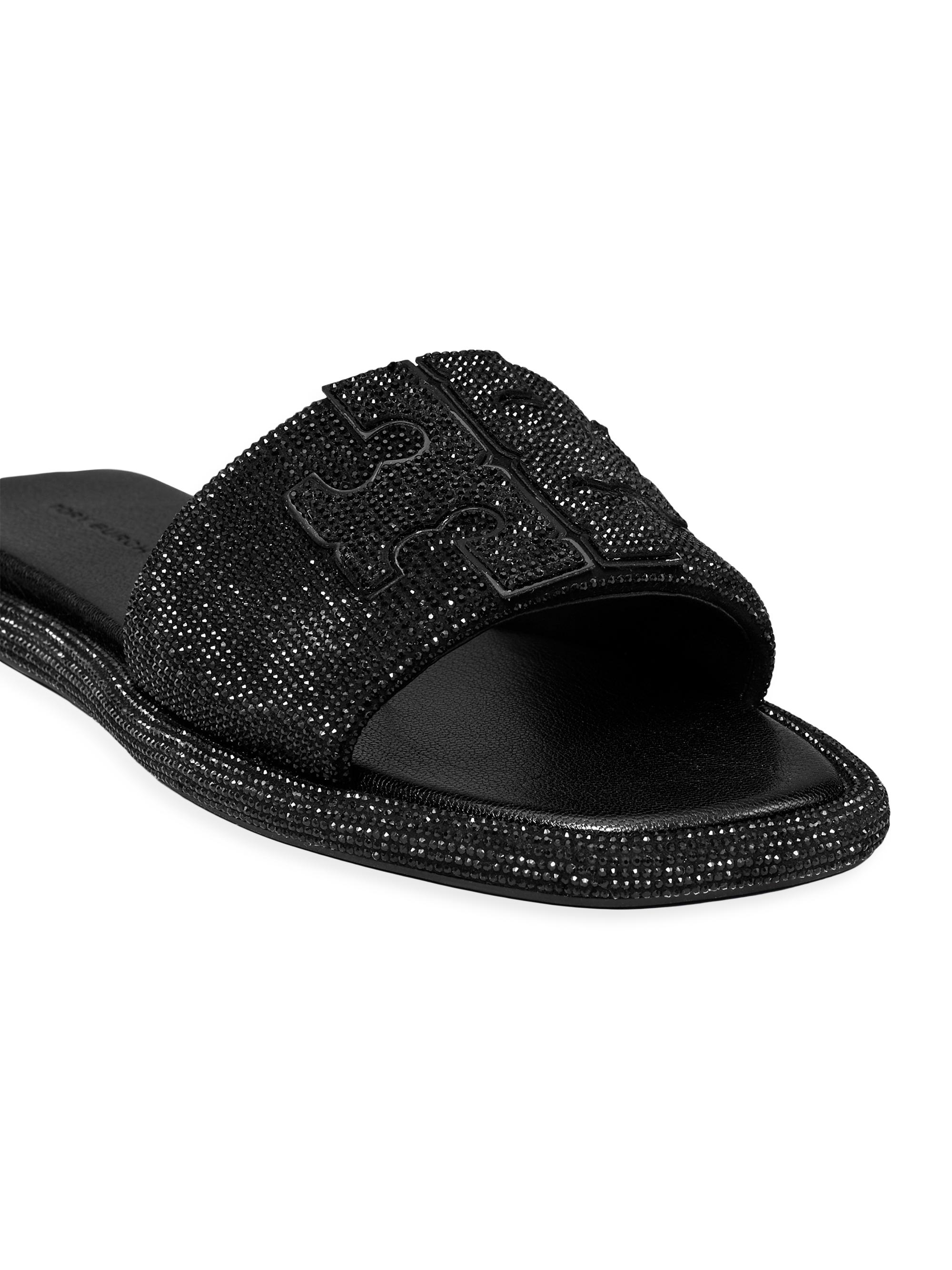 Double-T Pavé Leather Slides