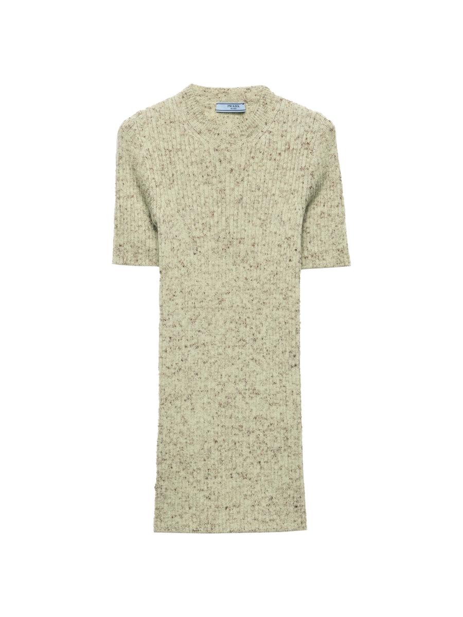 Prada Women's Short-sleeved Ribbed Knit Sweater In Green