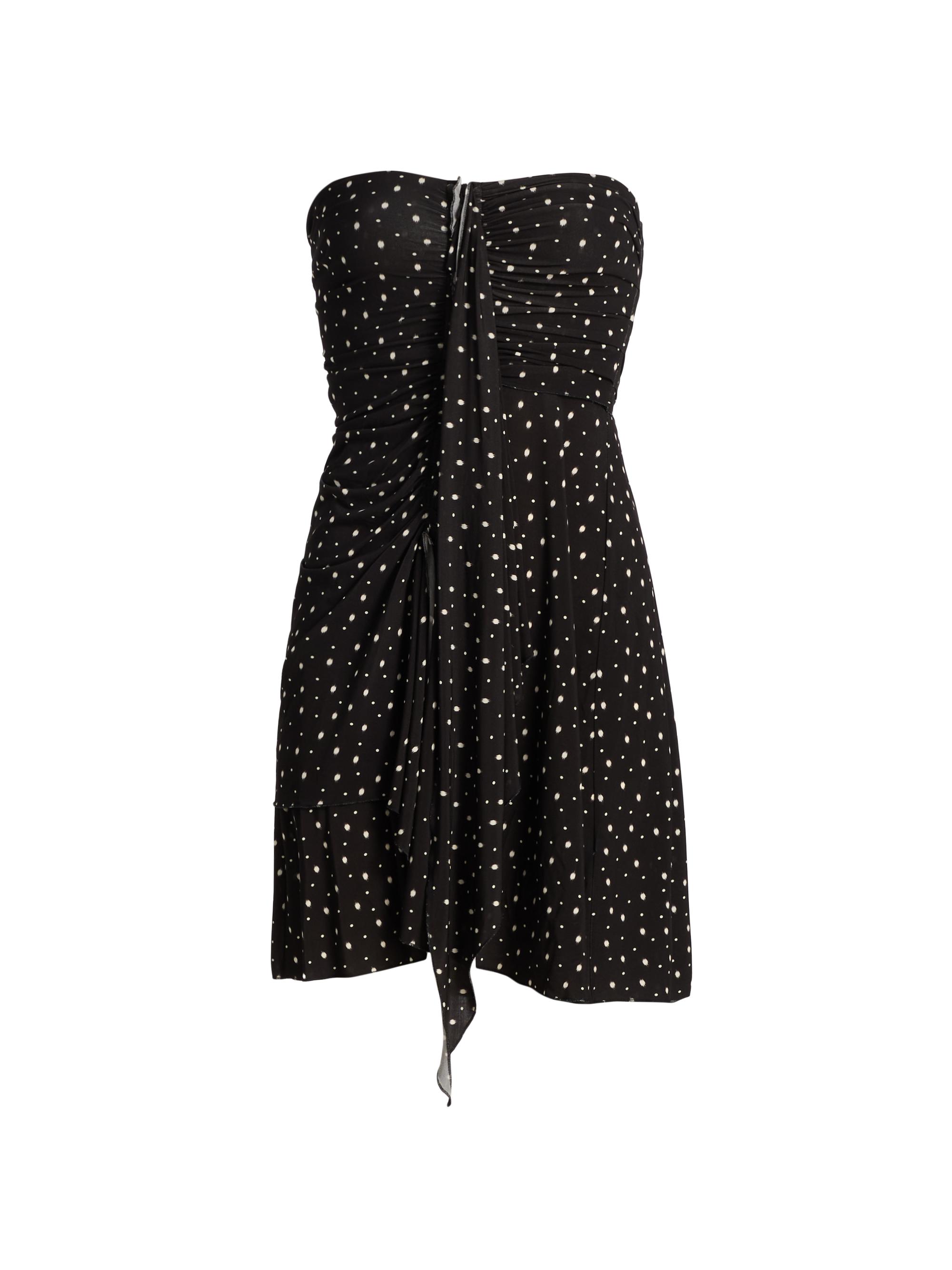 Isabel Marant Women's Gemma Polka-Dot Draped Strapless Minidress - Black Ecru