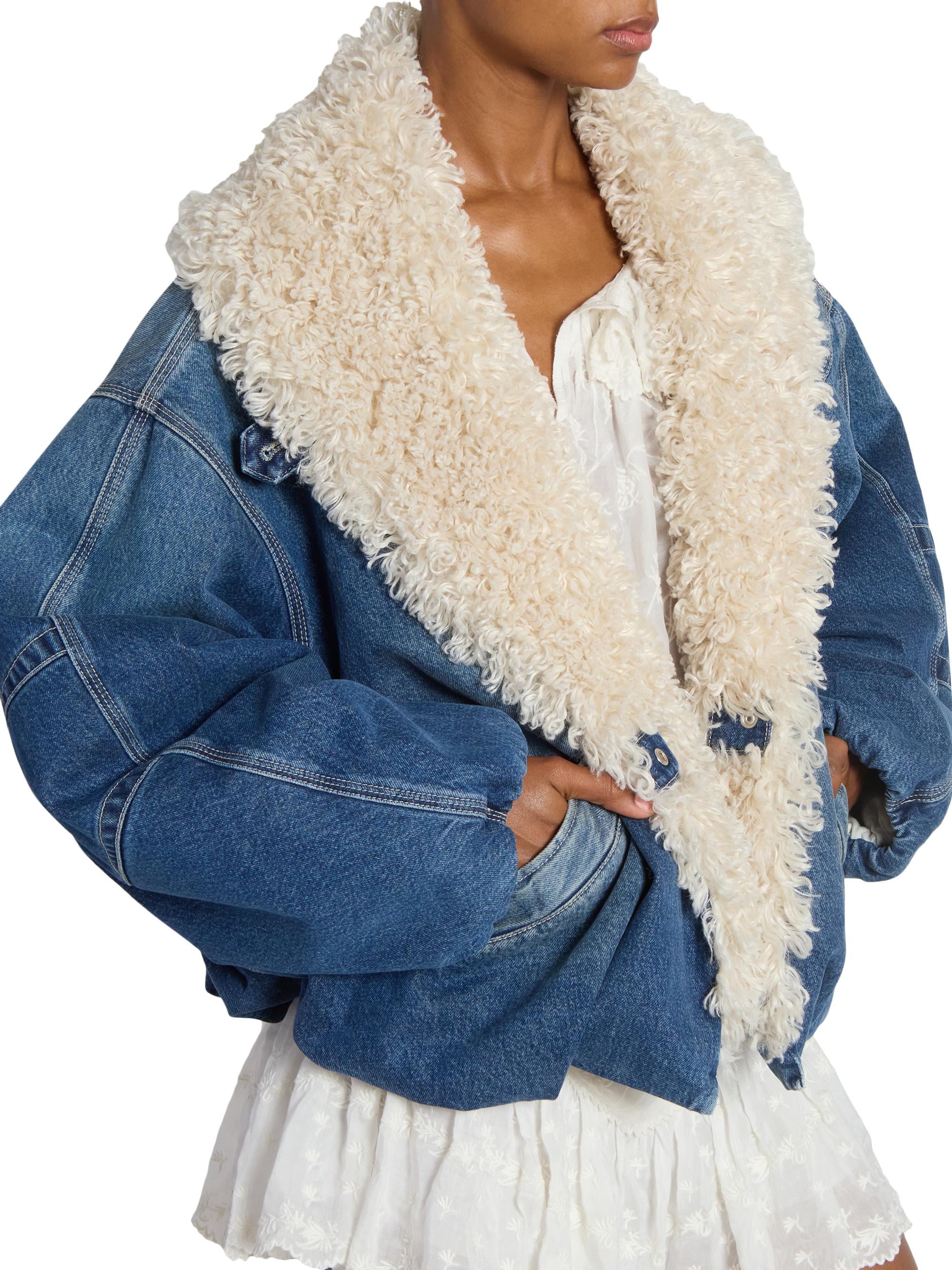 Isabel Marant Charone Sherpa-Lined Denim Jacket | Saks Fifth Avenue