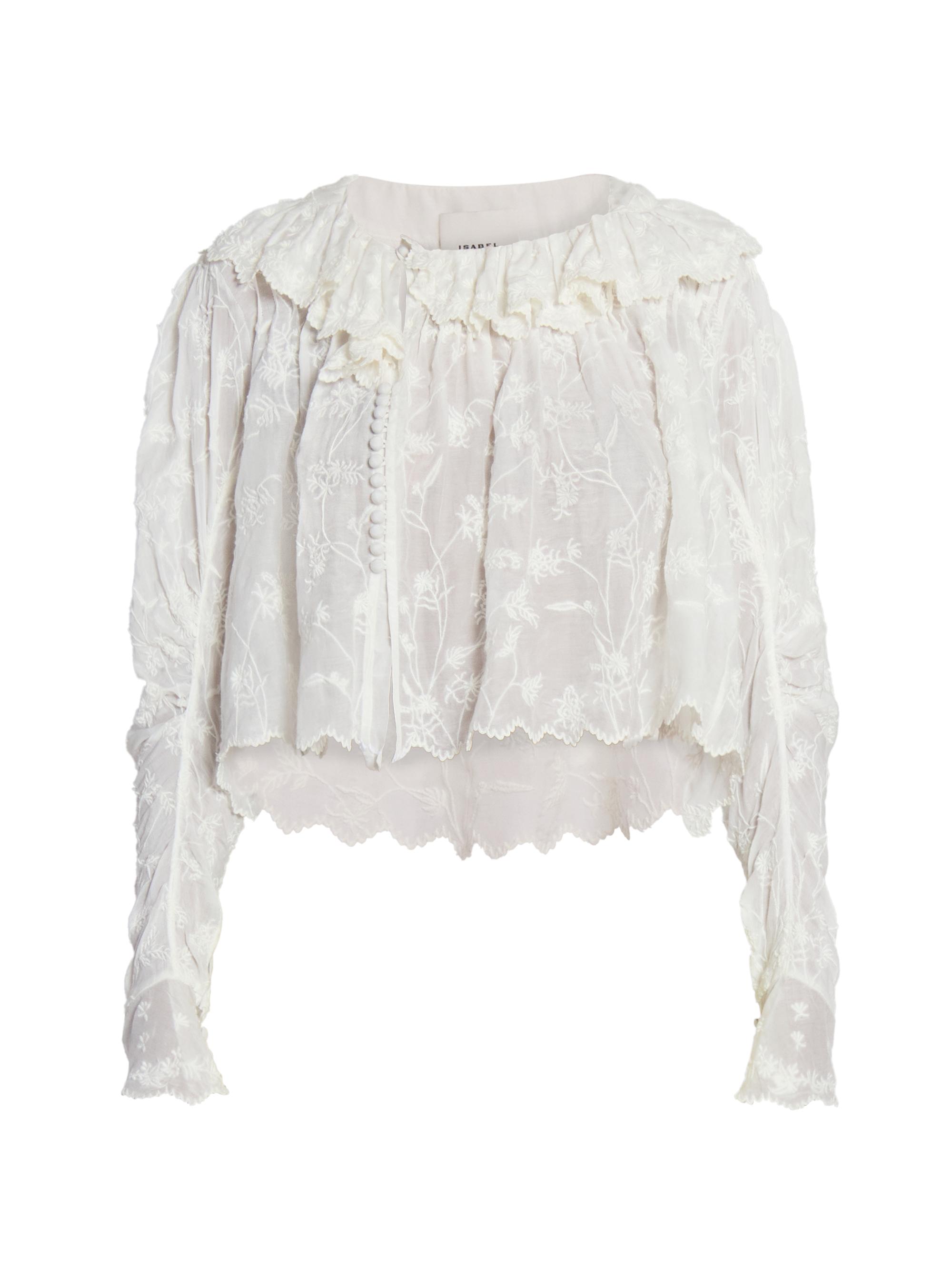 Isabel Marant Women's Zelly Silk-Blend Cropped Blouse - White