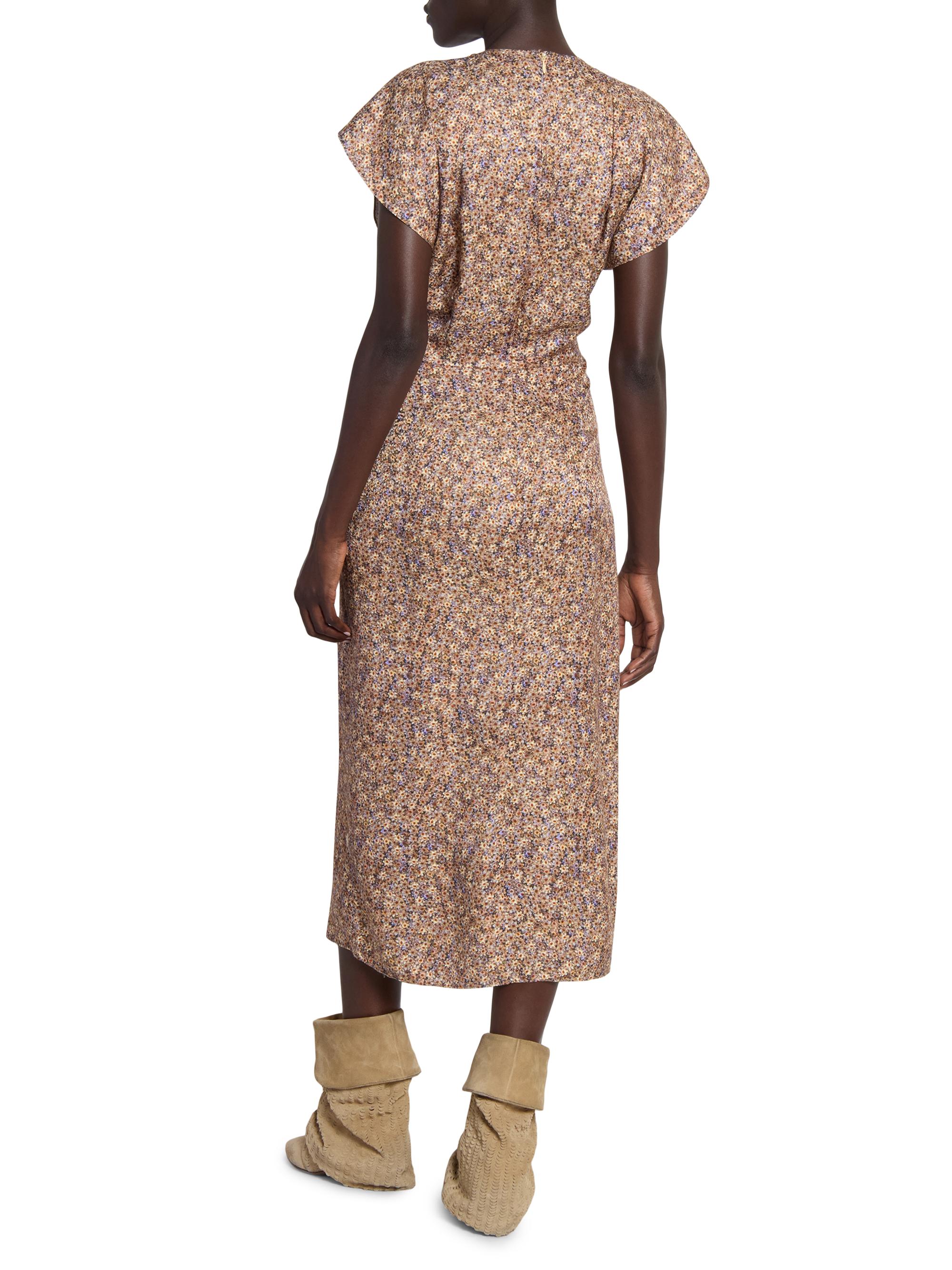 Isabel Marant Lyndsay Floral Ruched Silk-Blend Midi-Dress | Saks