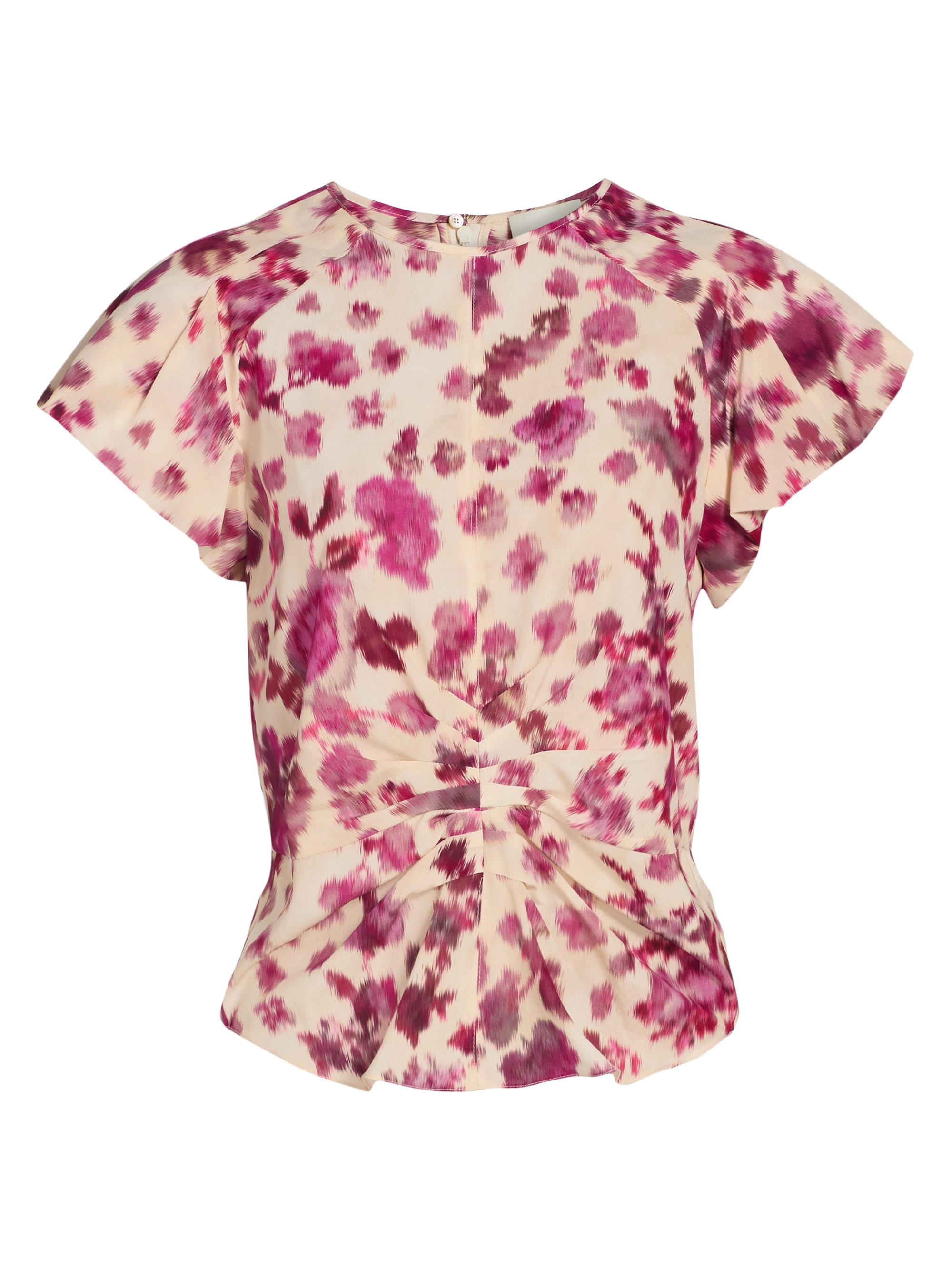 Women's Tullya Floral Stretch-Silk Gathered Top - Pink