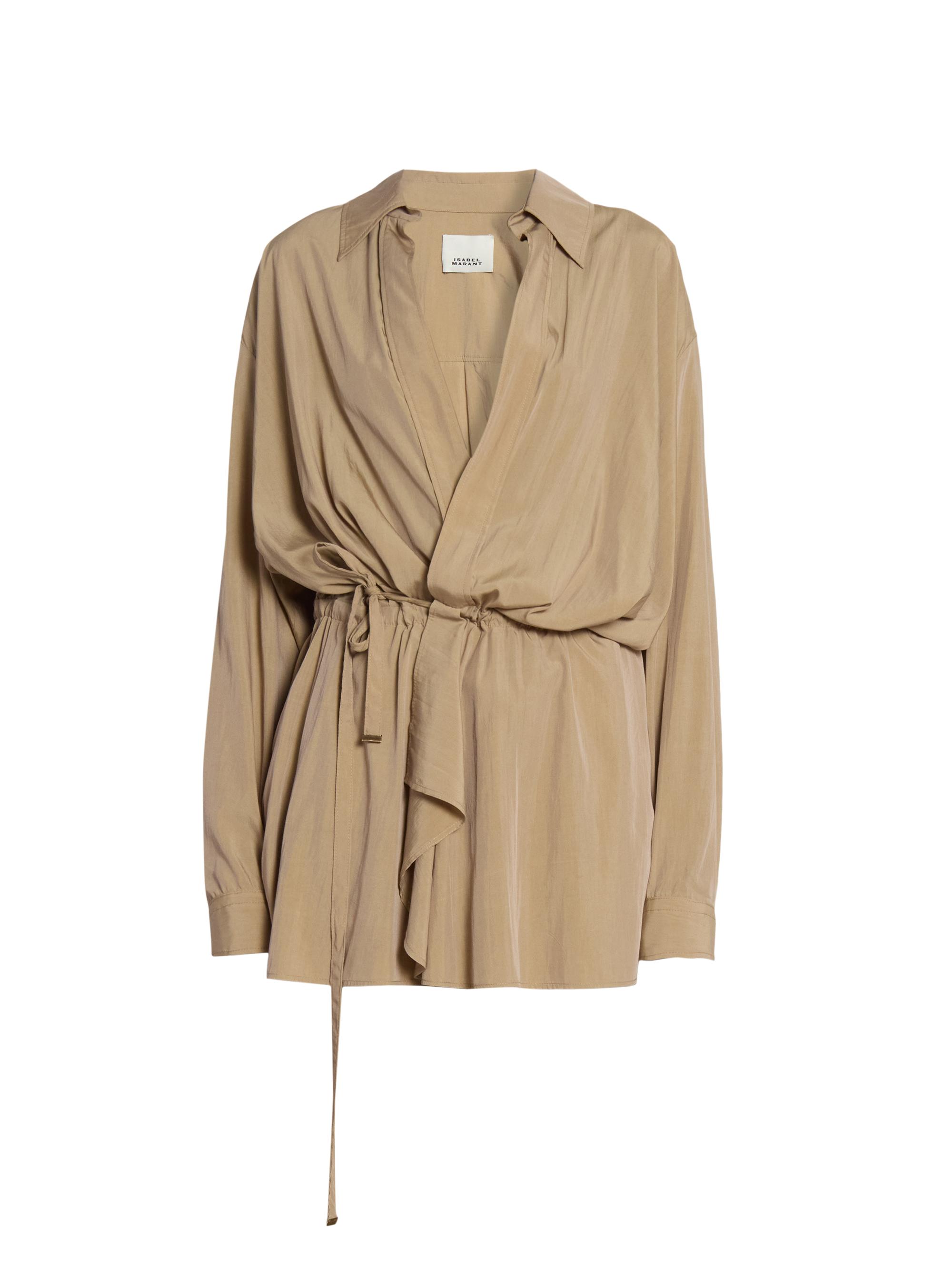 Isabel Marant Women's Keren Drawstring-Waist Blouse - Khaki