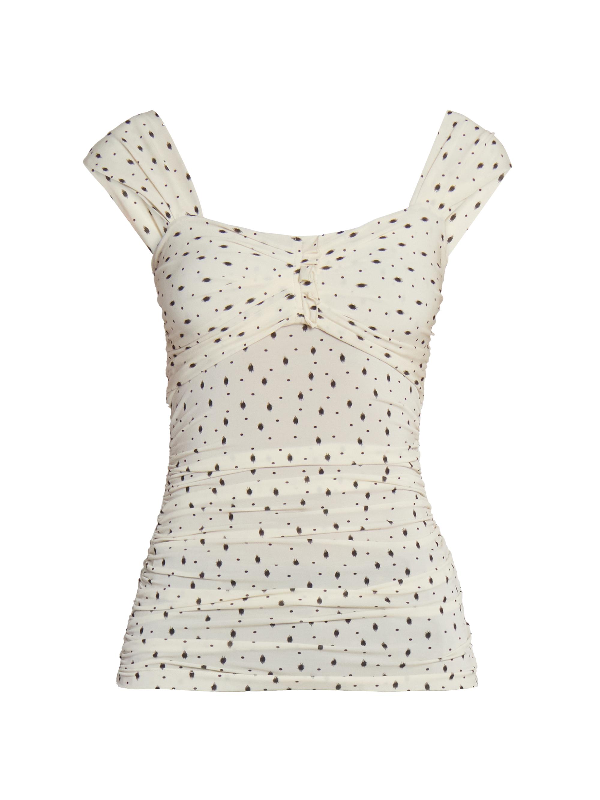 Isabel Marant Women's Gemina Printed Ruched Cap-Sleeve Top - Ecru Black