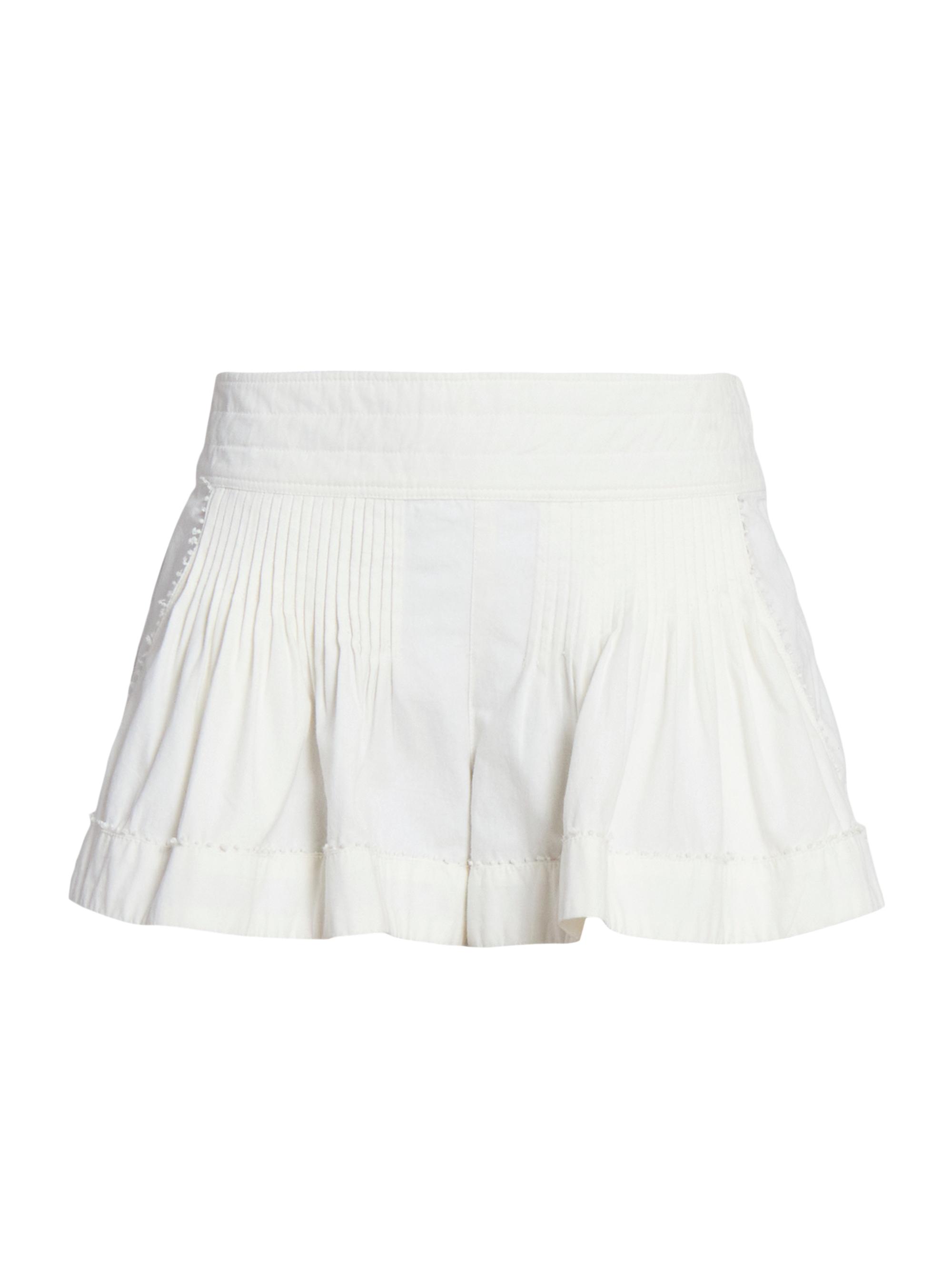 Isabel Marant Women's Cybila Lace-Trim Pleated Cotton Skort - White