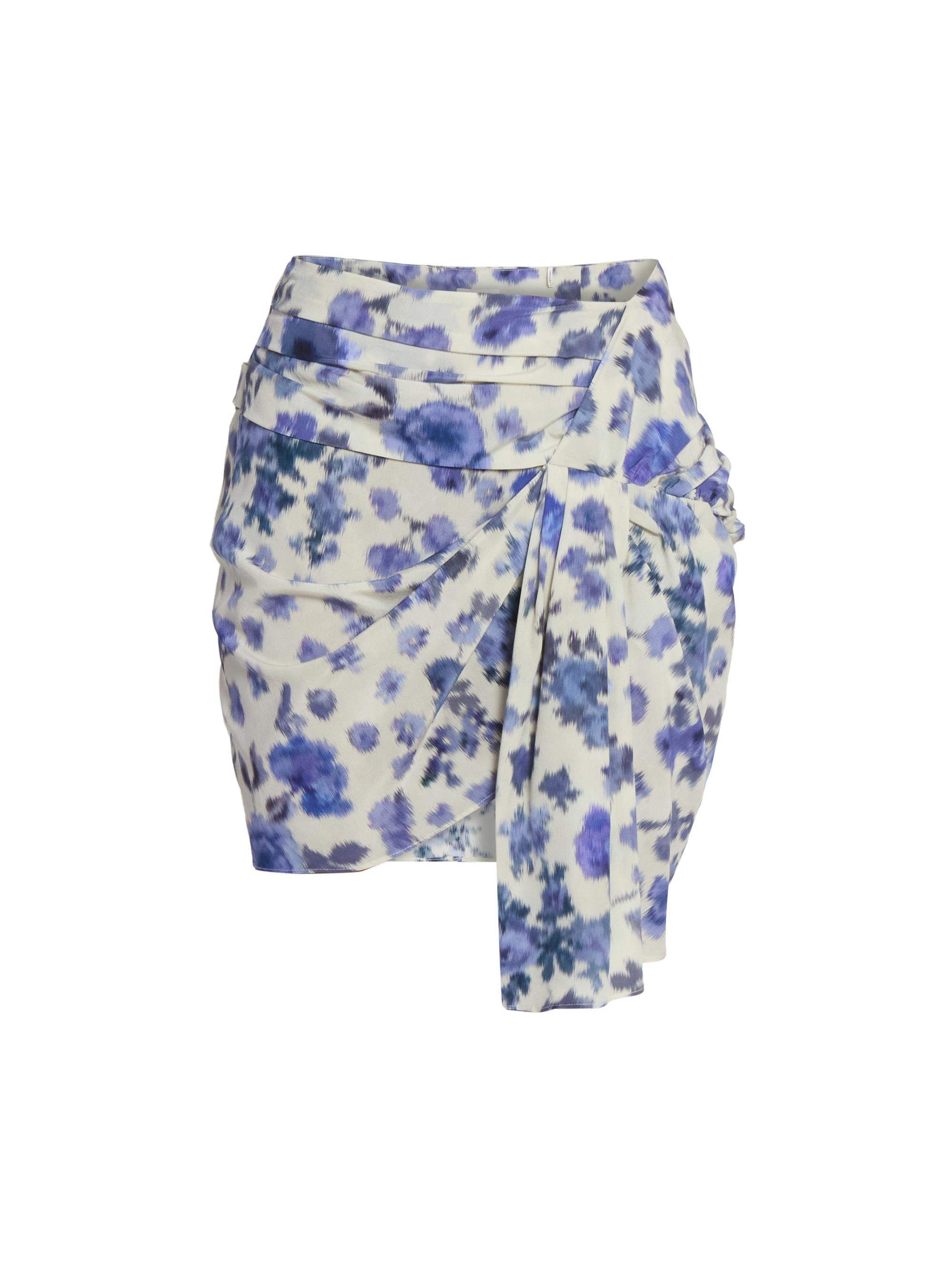 Isabel Marant Women's Ovia Printed Draped Stretch-Silk Miniskirt - Blue