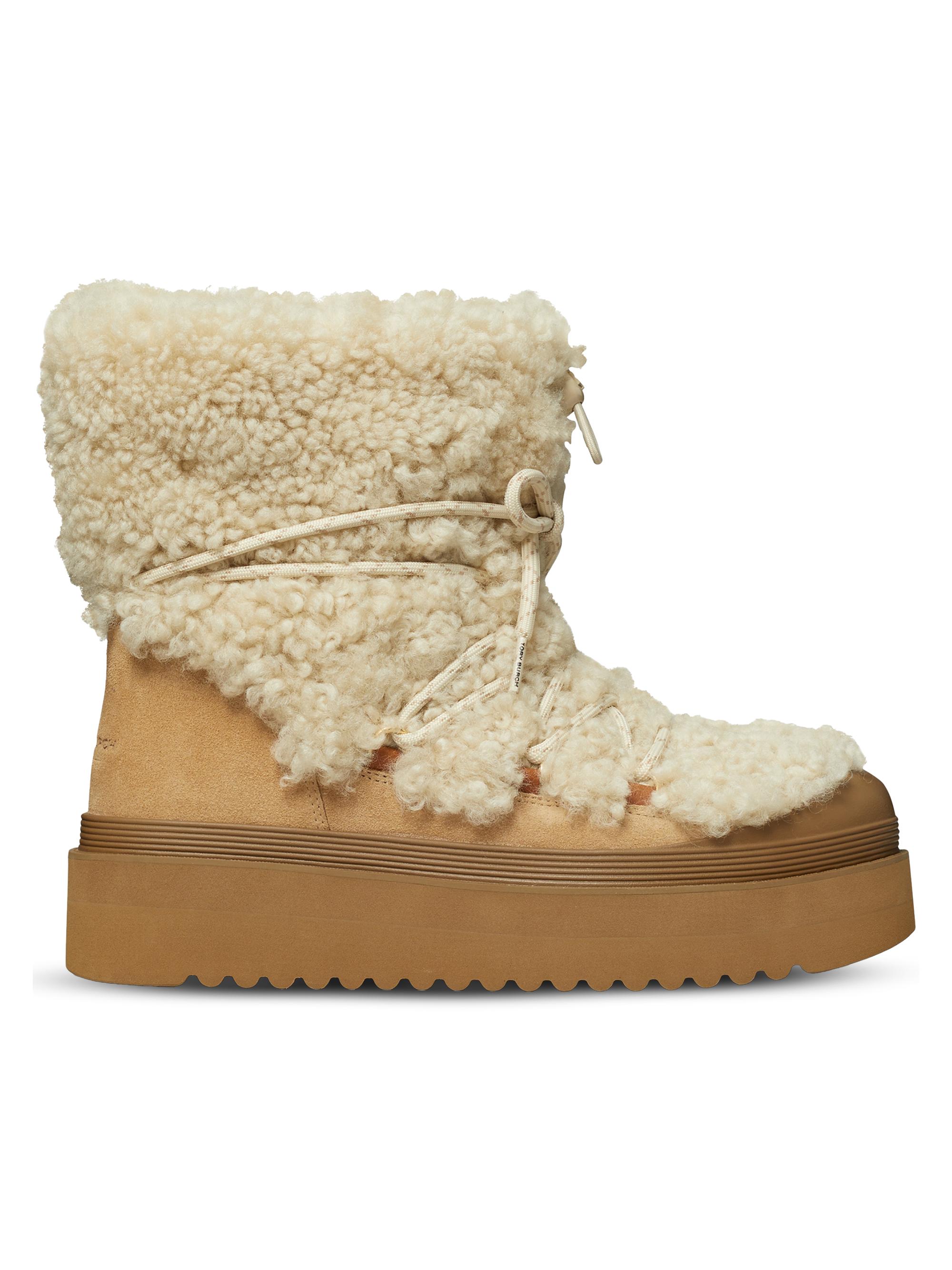 Tory Burch Mellow Shearling-Suede Lace-Up Boots | Saks Fifth Avenue