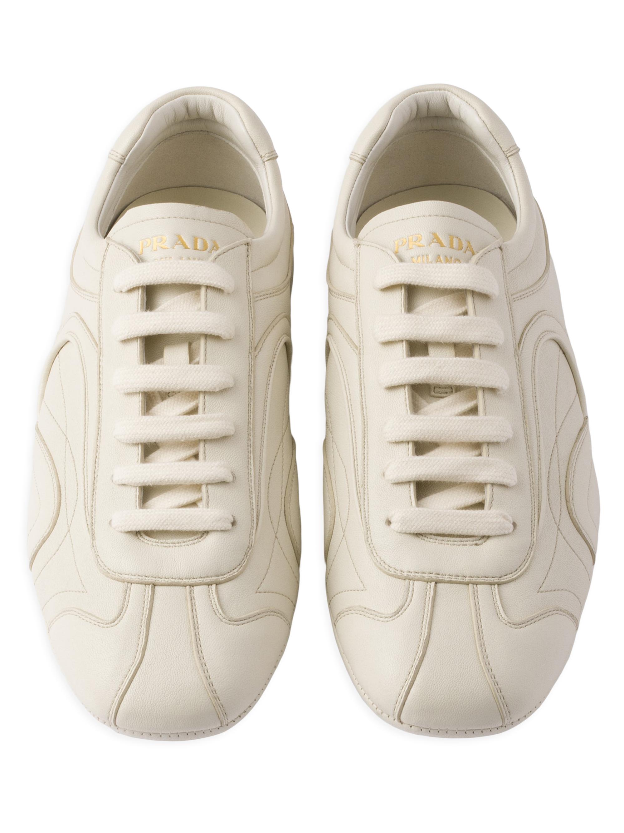 PRADA｜カーフレザー スクリプトロゴ スニーカー EU37 元箱有 中古・古着通販】PRADA (プラダ) Re-Nylon ブラッシュドレザー