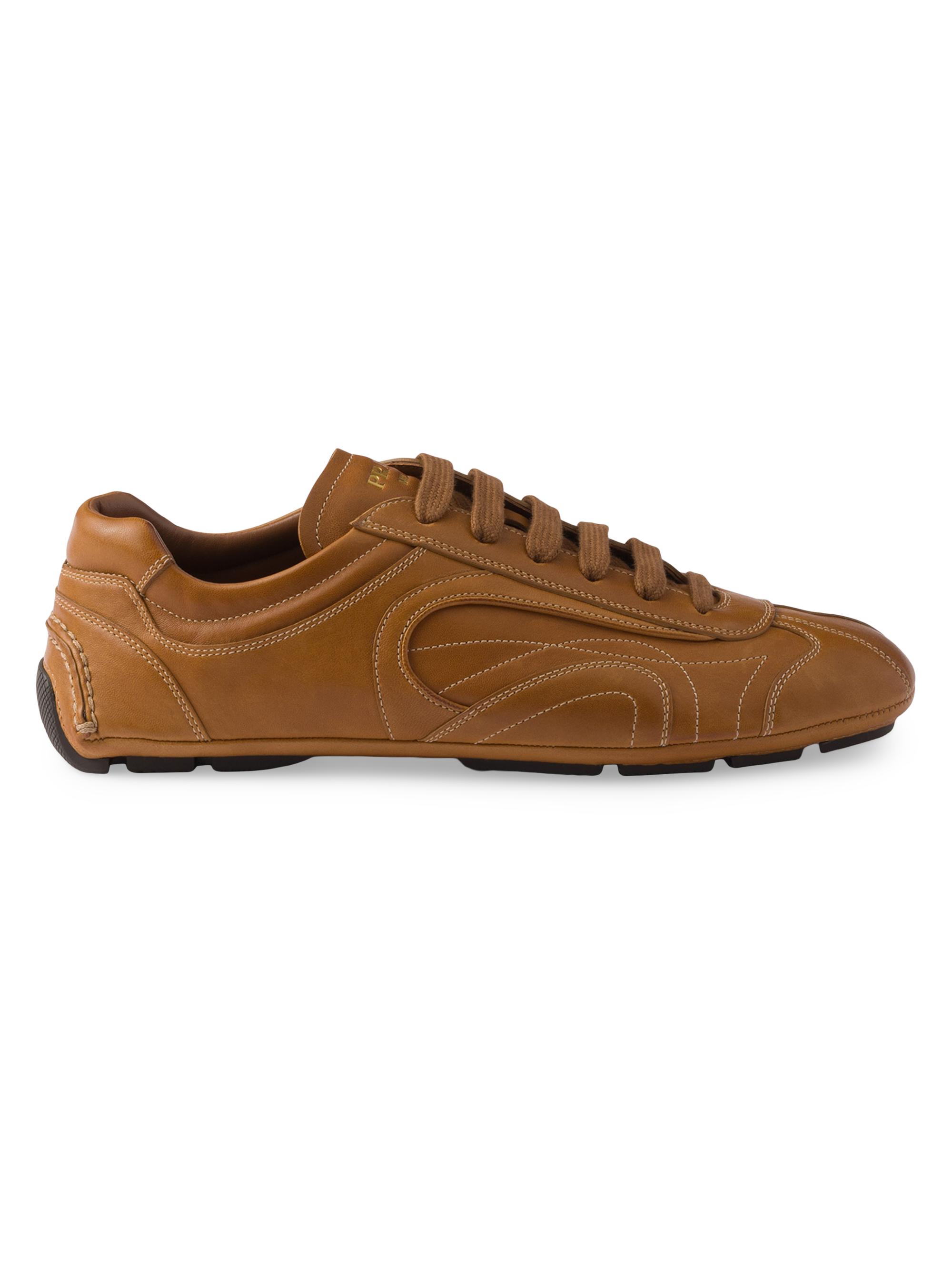 Prada Men's Montecarlo Re-Edition 2005 Antiqued Nappa Leather Sneakers - Brown