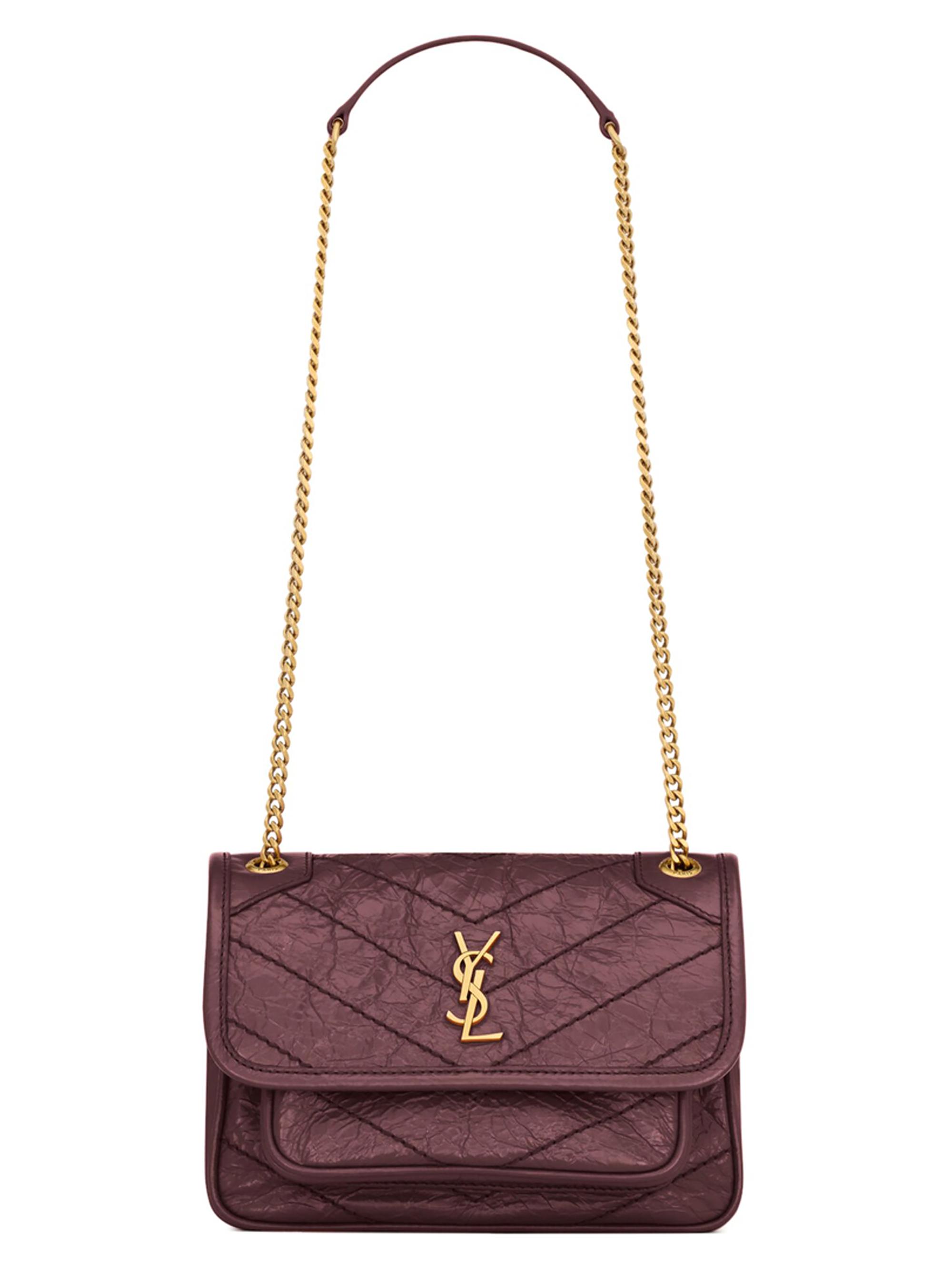 Saint Laurent Women's Niki Mini Bag in Vintage Leather - Rouge Cabernet