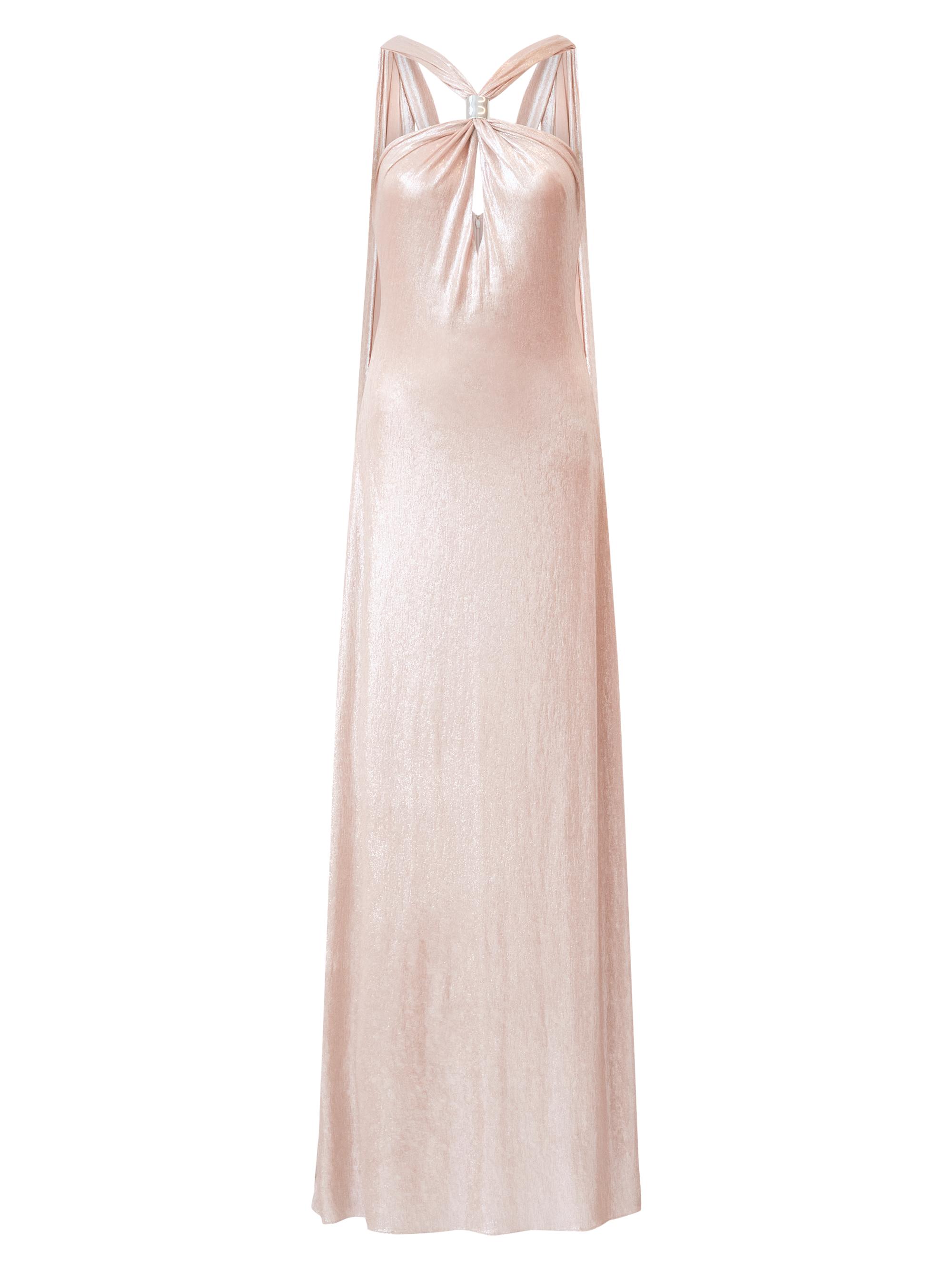 Halston Women's Sofie Metallic Jersey Halterneck Gown - Rose Gold