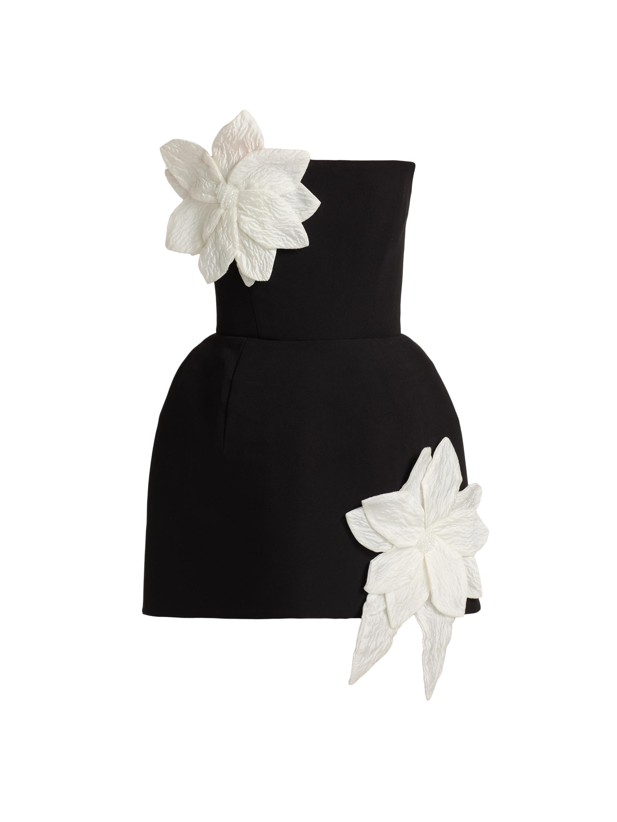 Bronx and Banco Women's Maraya Jasmine Floral-Appliqué Fit & Flare Minidress - Black White