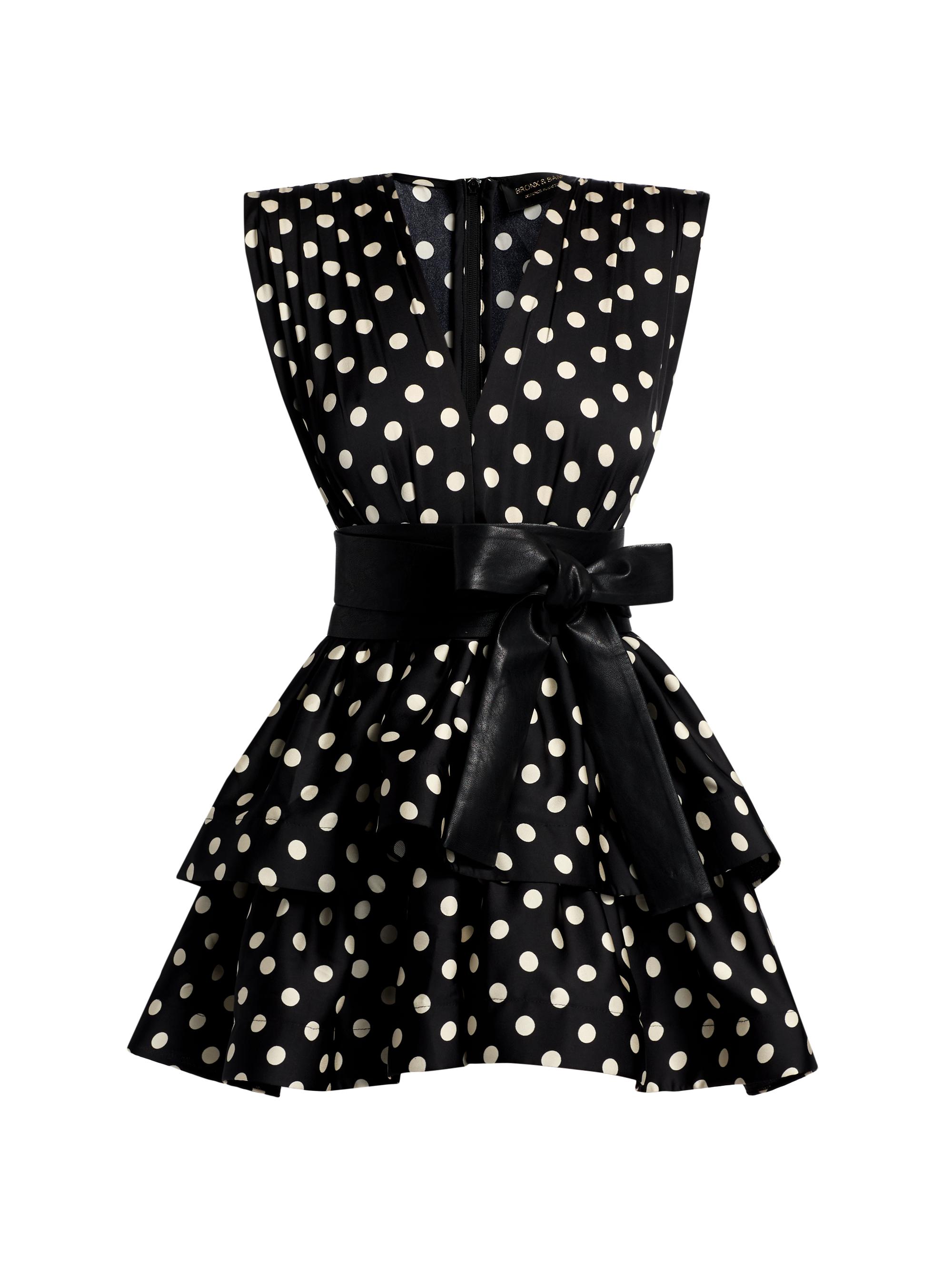 Bronx and Banco Women's Riley Polka Dot Ruffle Minidress - Black White