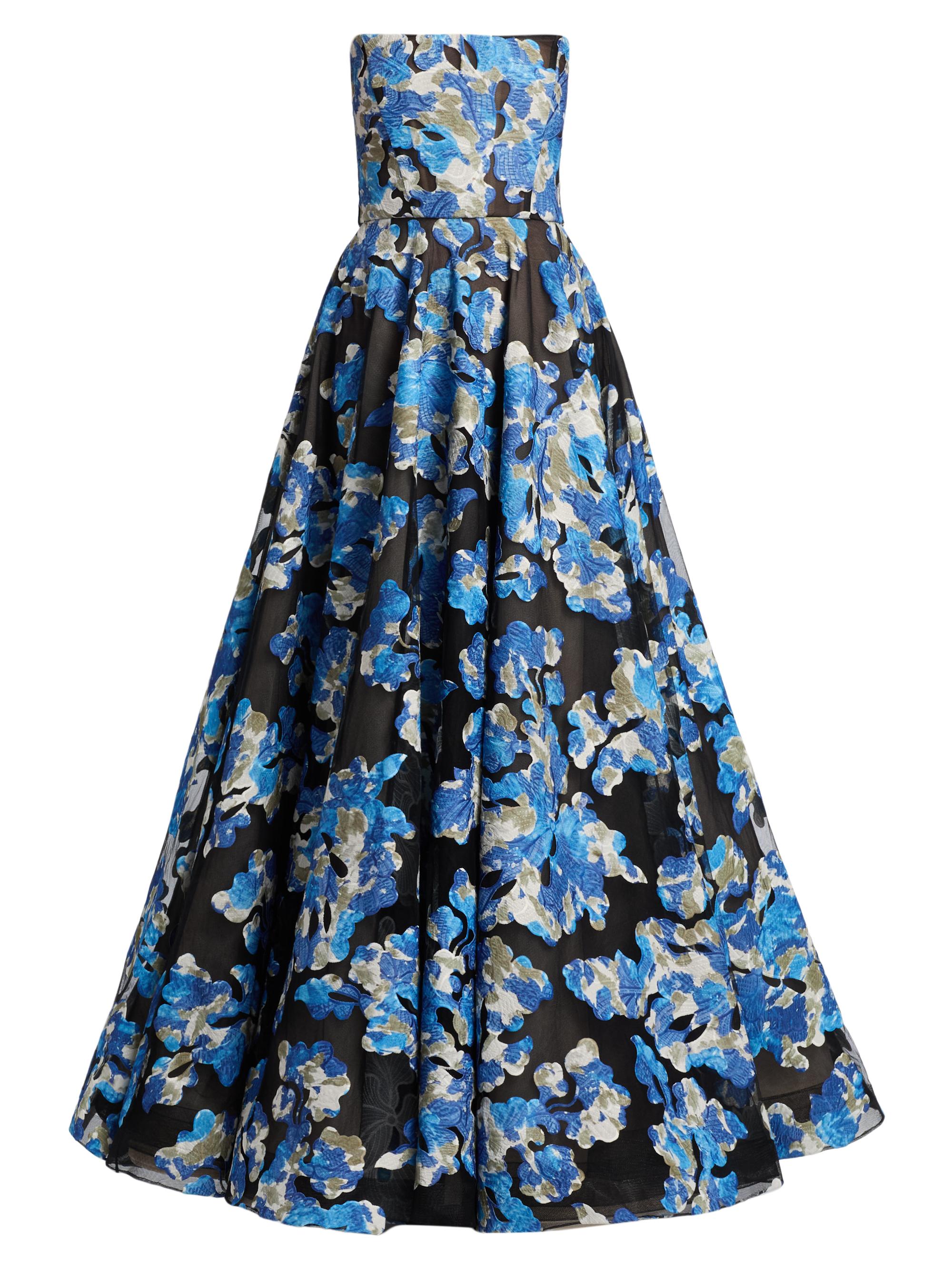 Bronx and Banco Women's Jasmine Floral Strapless Fit & Flare Gown - Blue Multi