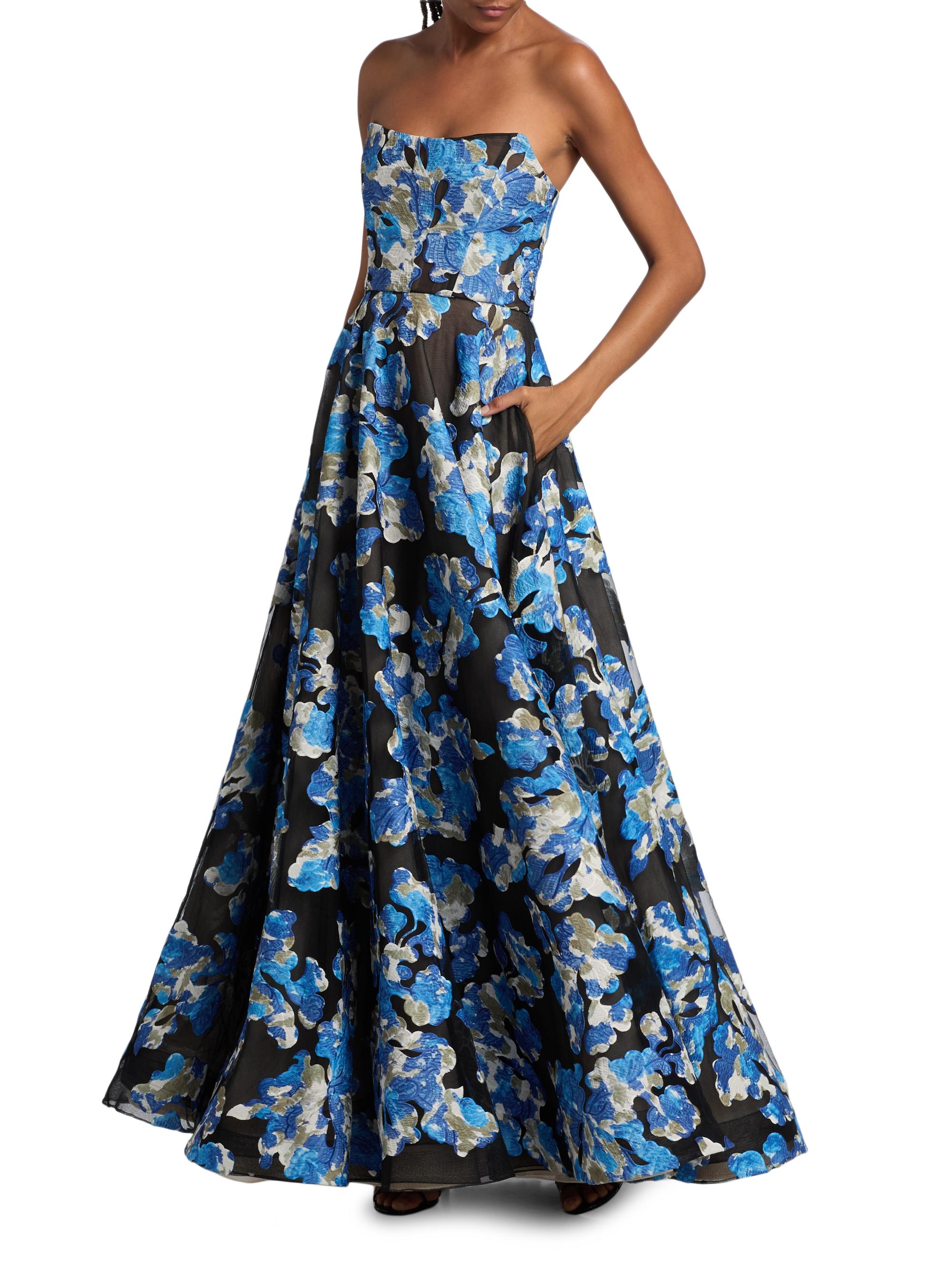Bronx Banco Jasmine Floral Strapless Fit & Flare Gown | Saks Fifth