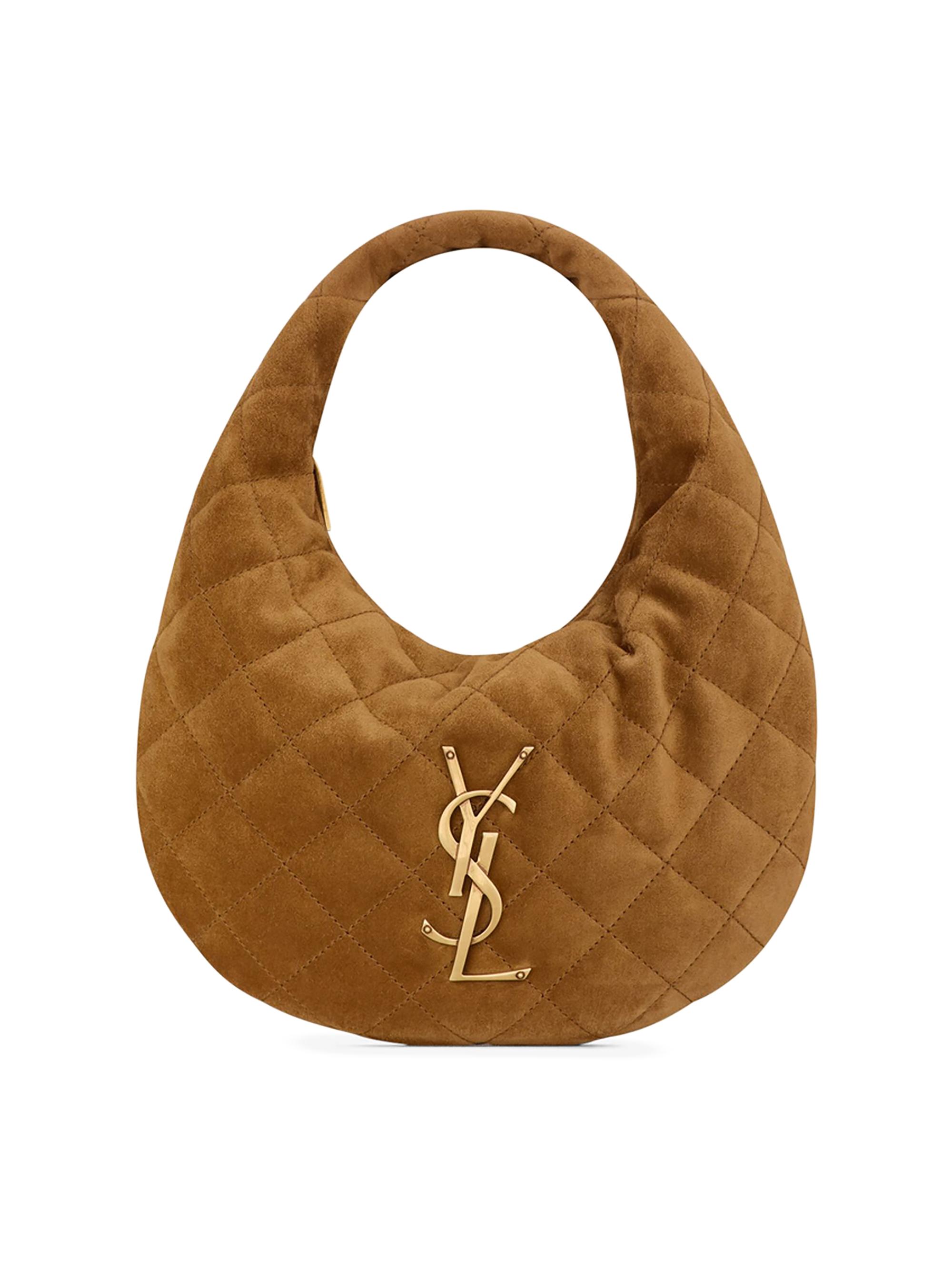 Saint Laurent Women's Icarino Top Handle Bag in Quilted Suede - Caramel Cognac