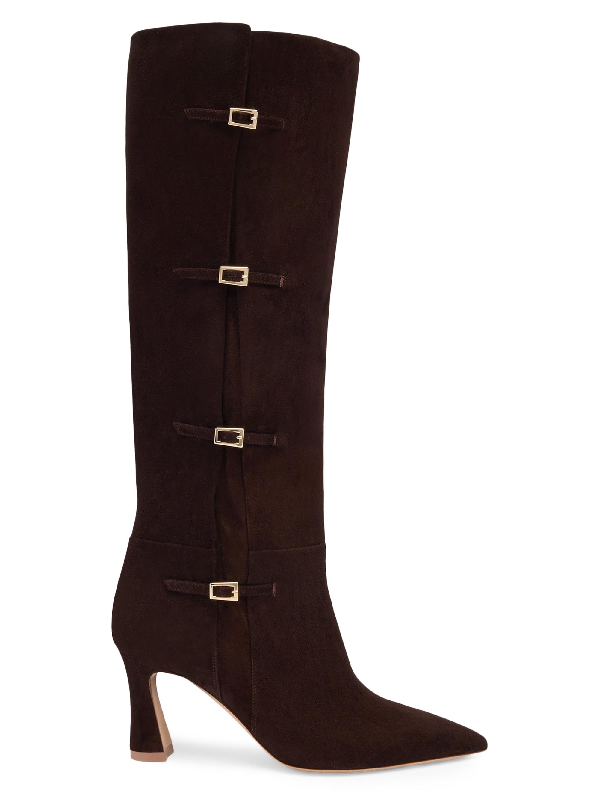 Malone Souliers Women's Nolan 70MM Suede Knee-High Boots - Ebony Ebony