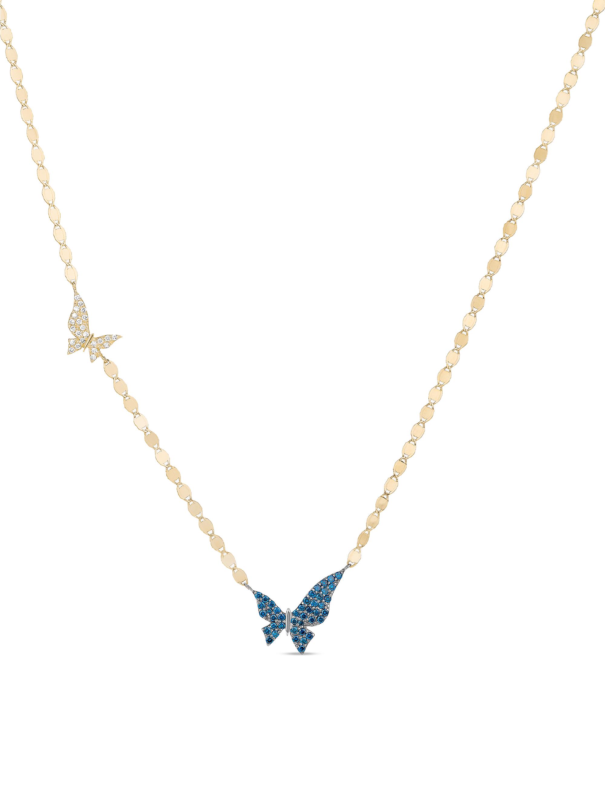 Lana Women's 14K Yellow Gold & 0.42 TCW Diamond Double Butterfly Necklace - Yellowgold