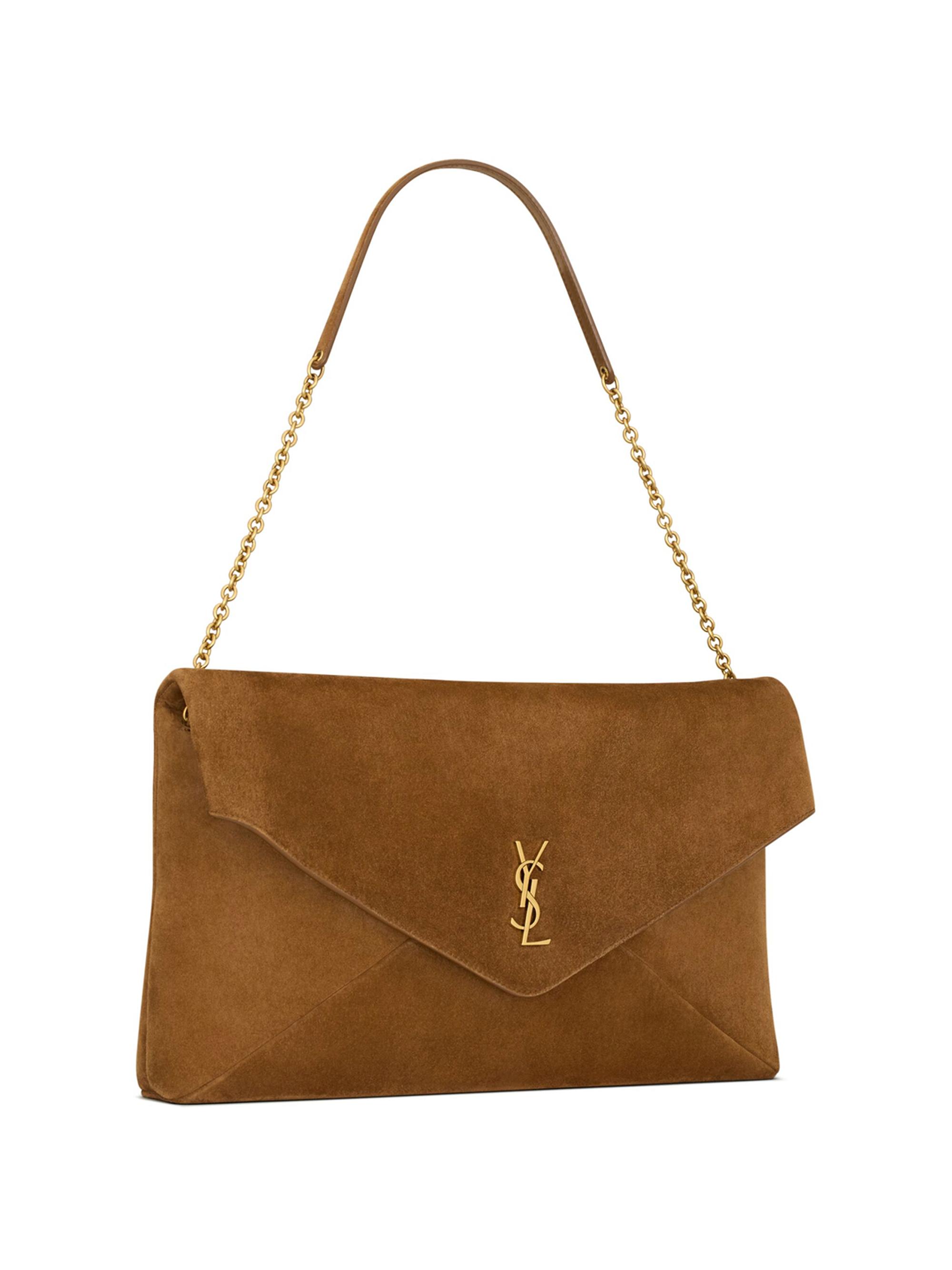 Saint Laurent Cassandre XXL Pouch on Chain in Suede | Saks Fifth