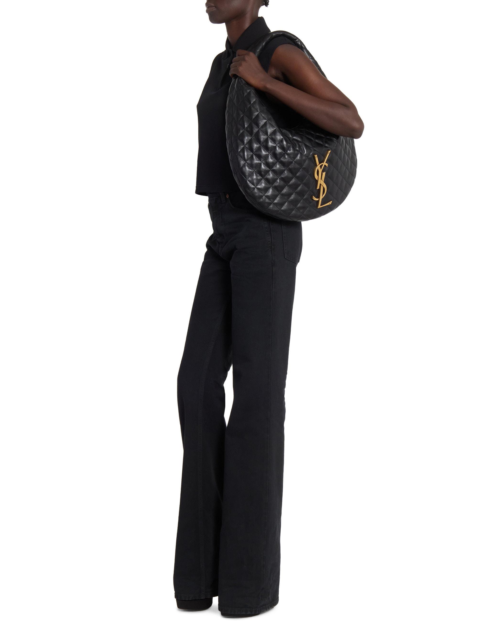 Saint Laurent Women's Icare Hobo Suede Handbag Beige