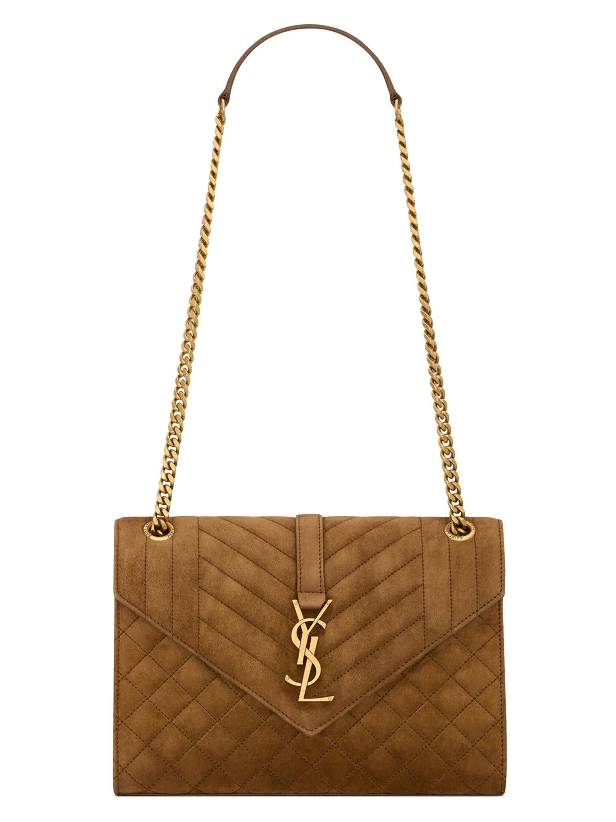 Saint Laurent Women's Envelope  Shoulder Bag in Suede - Caramel Cognac