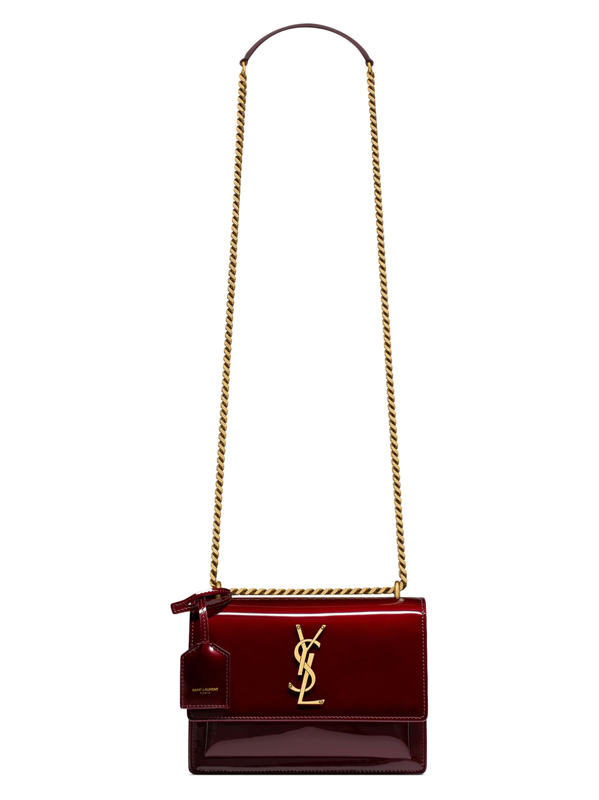 Saint Laurent Women's Sunset  Shoulder Bag in Patent Leather - Gloss Burgundy