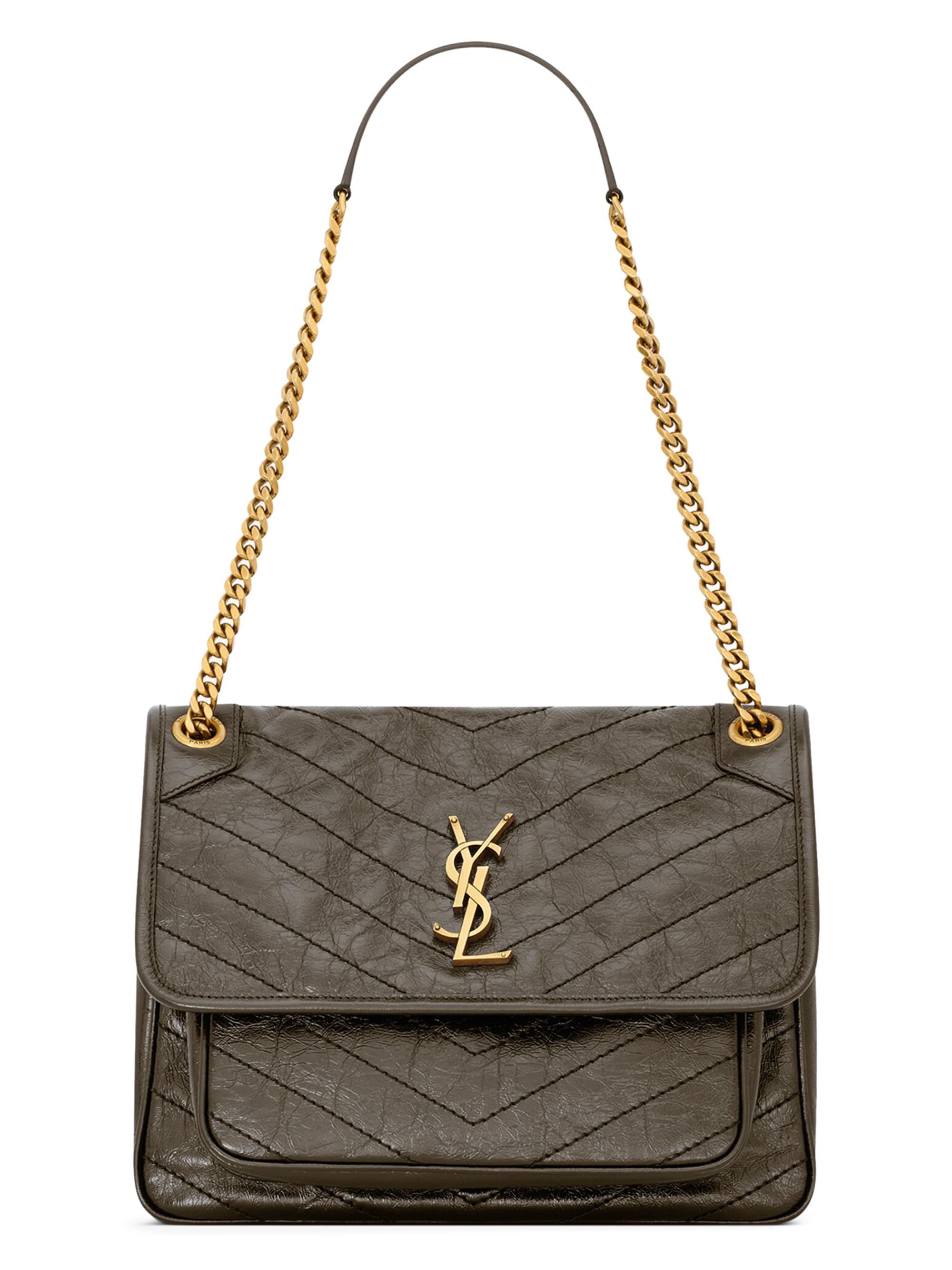 Saint Laurent Le 5 ÿ 7 in Crocodile-Embossed Patent Leather