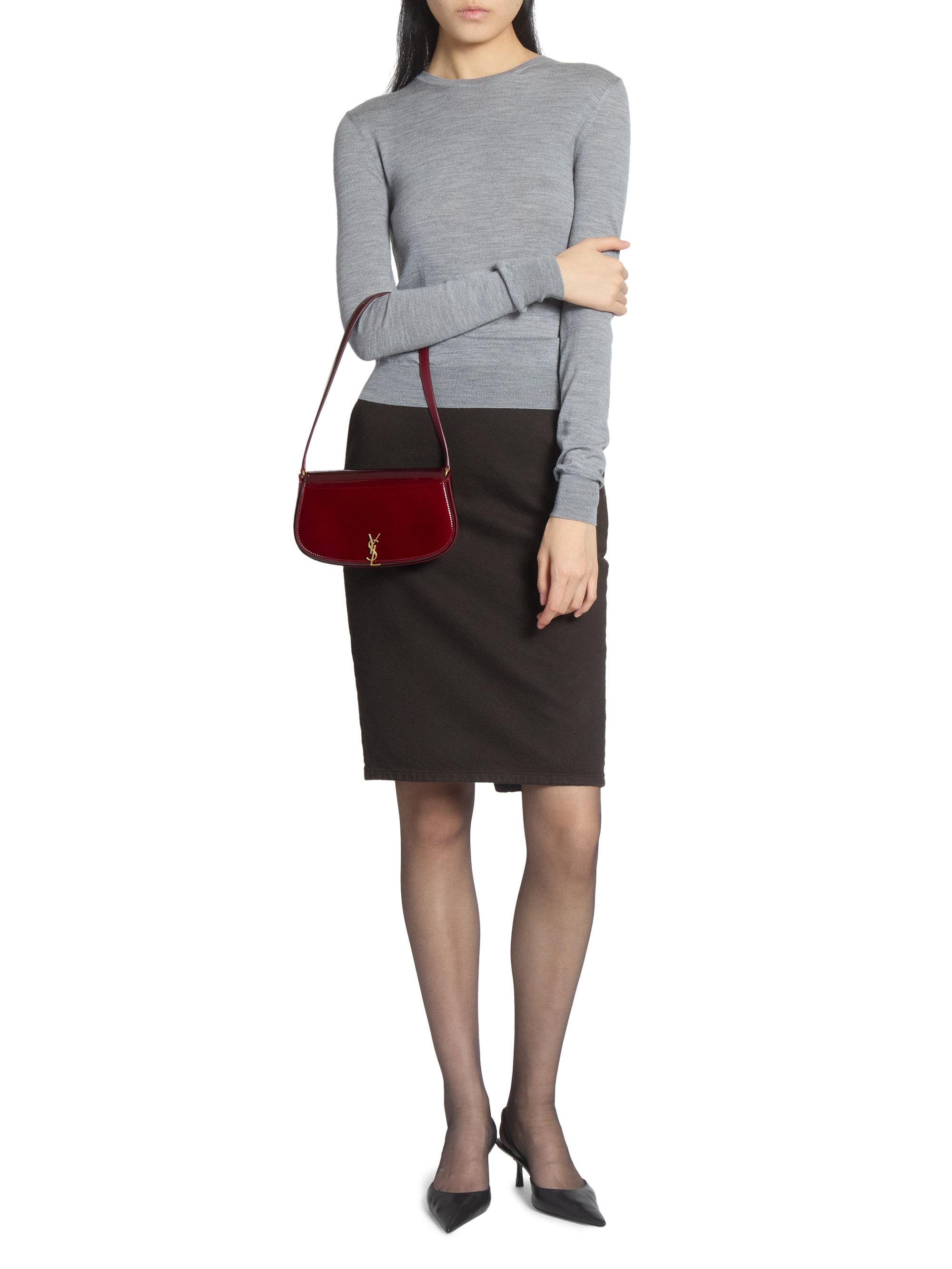 Saint Laurent Women's Mini Voltaire Shoulder Bag Iin Patent Leather - Gloss Burgundy