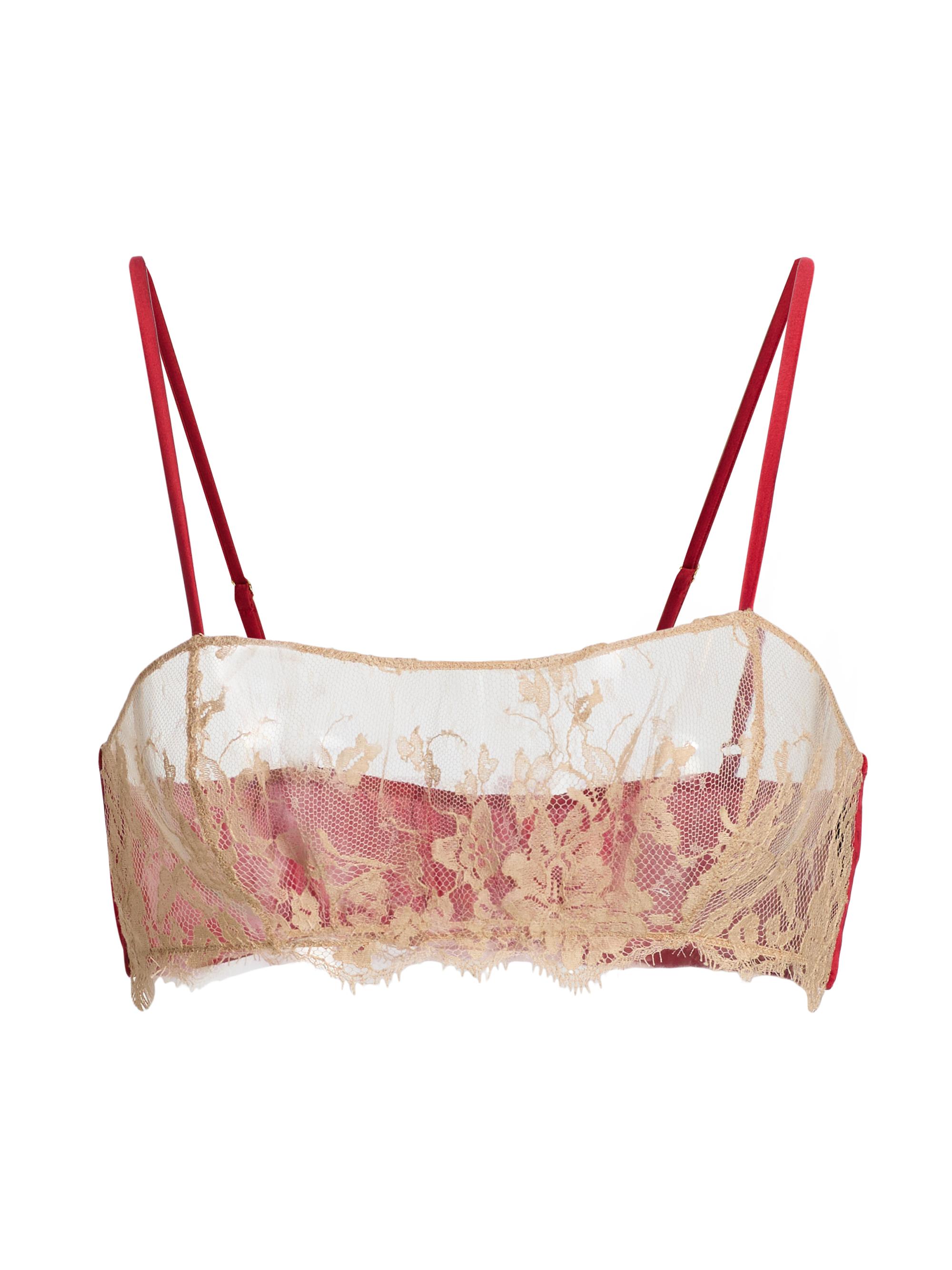Kiki de Montparnasse Women's Orchid Floral Lace & Stretch-Silk Bandeau Bra - Red