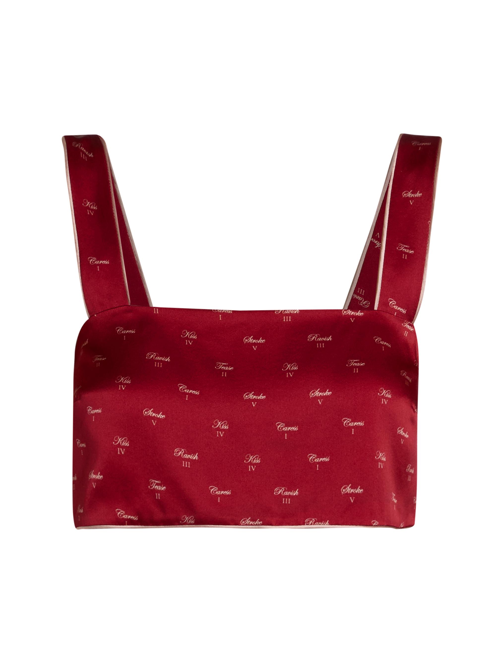 Kiki de Montparnasse Women's Kiss Print Silk Crop Top - Kiki Red And Buff