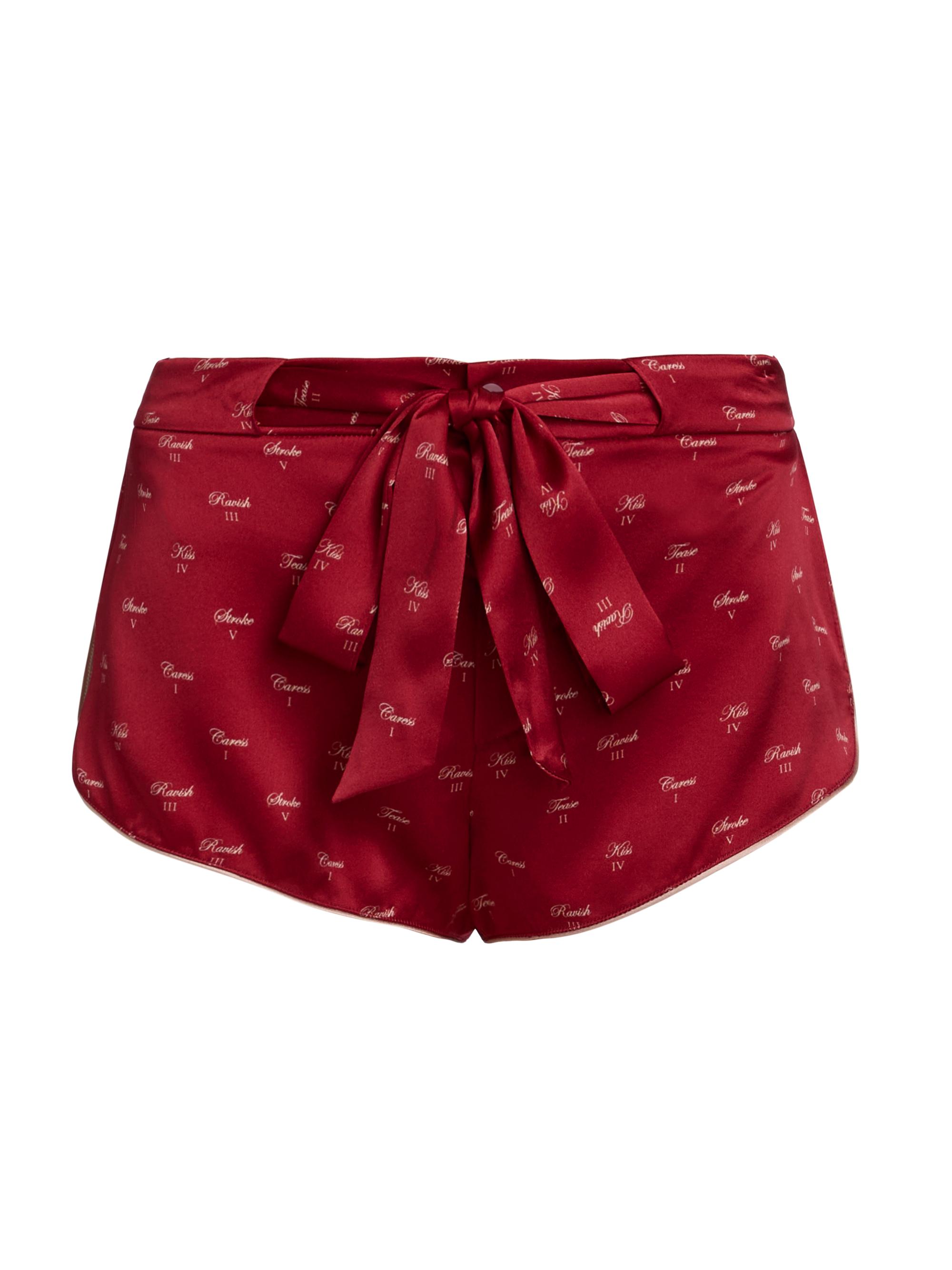 Kiki de Montparnasse Women's Kiss Print Silk Tap Shorts - Kiki Red And Buff