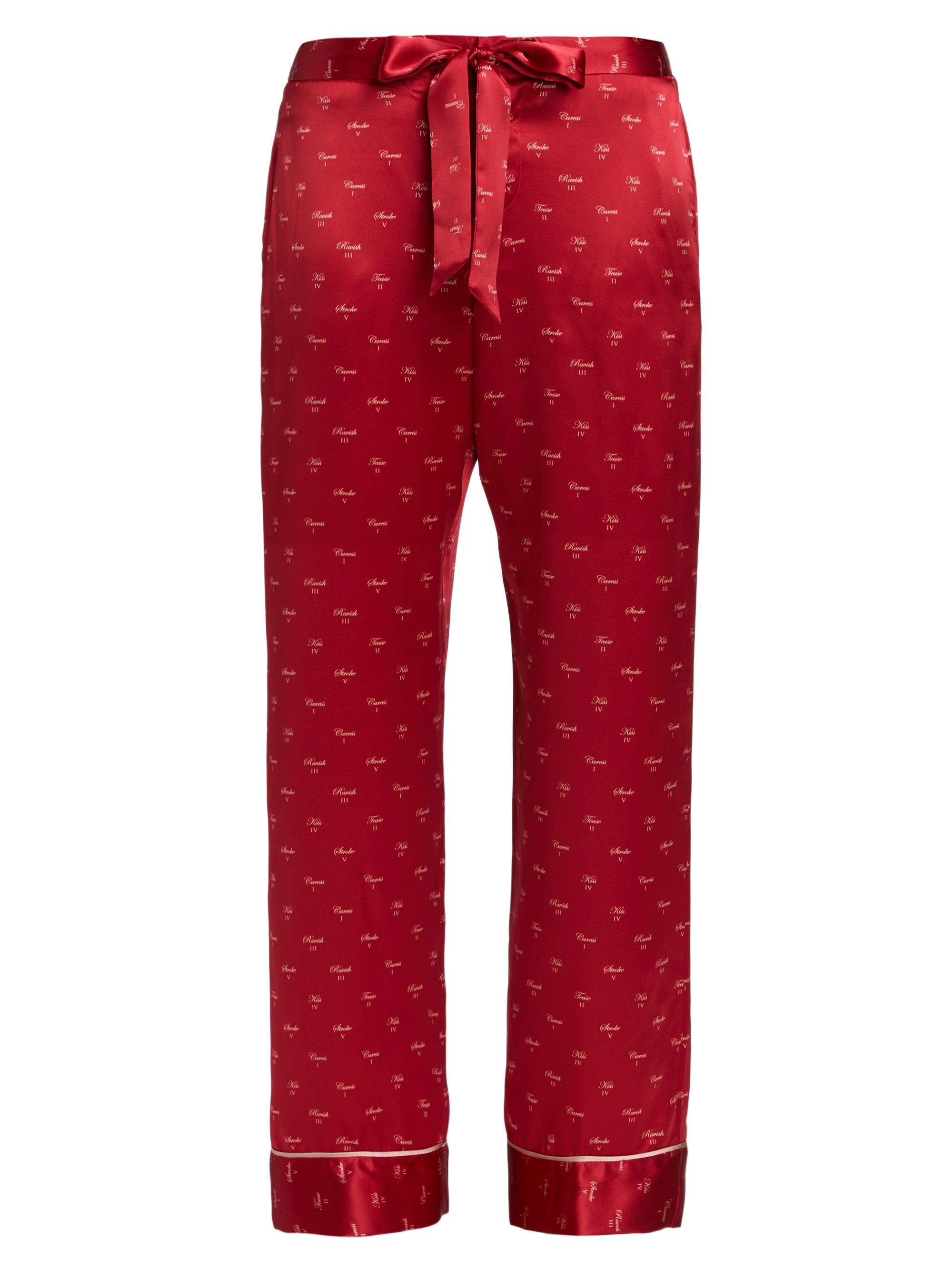 Kiki de Montparnasse Women's Kiss Print Silk Pajama Pants - Kiki Red And Buff