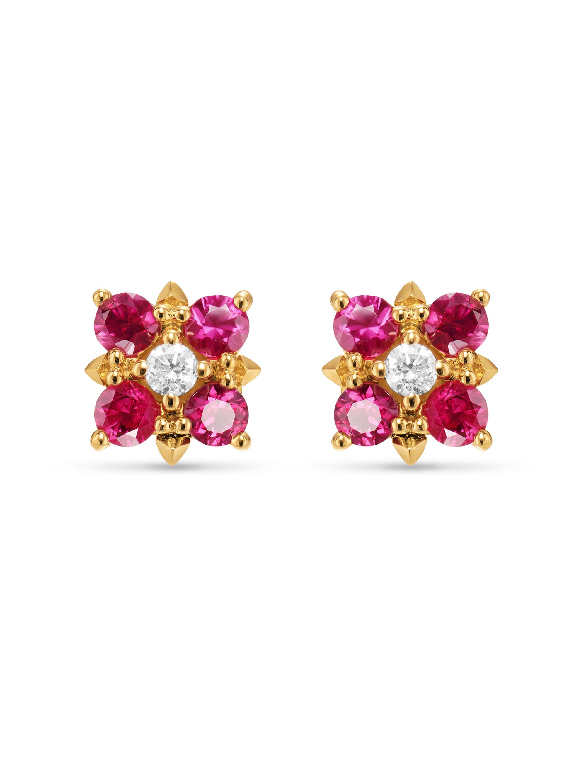 David Yurman Women's Petite Modern Renaissance Color Stud Earrings in 18K Yellow Gold - Ruby