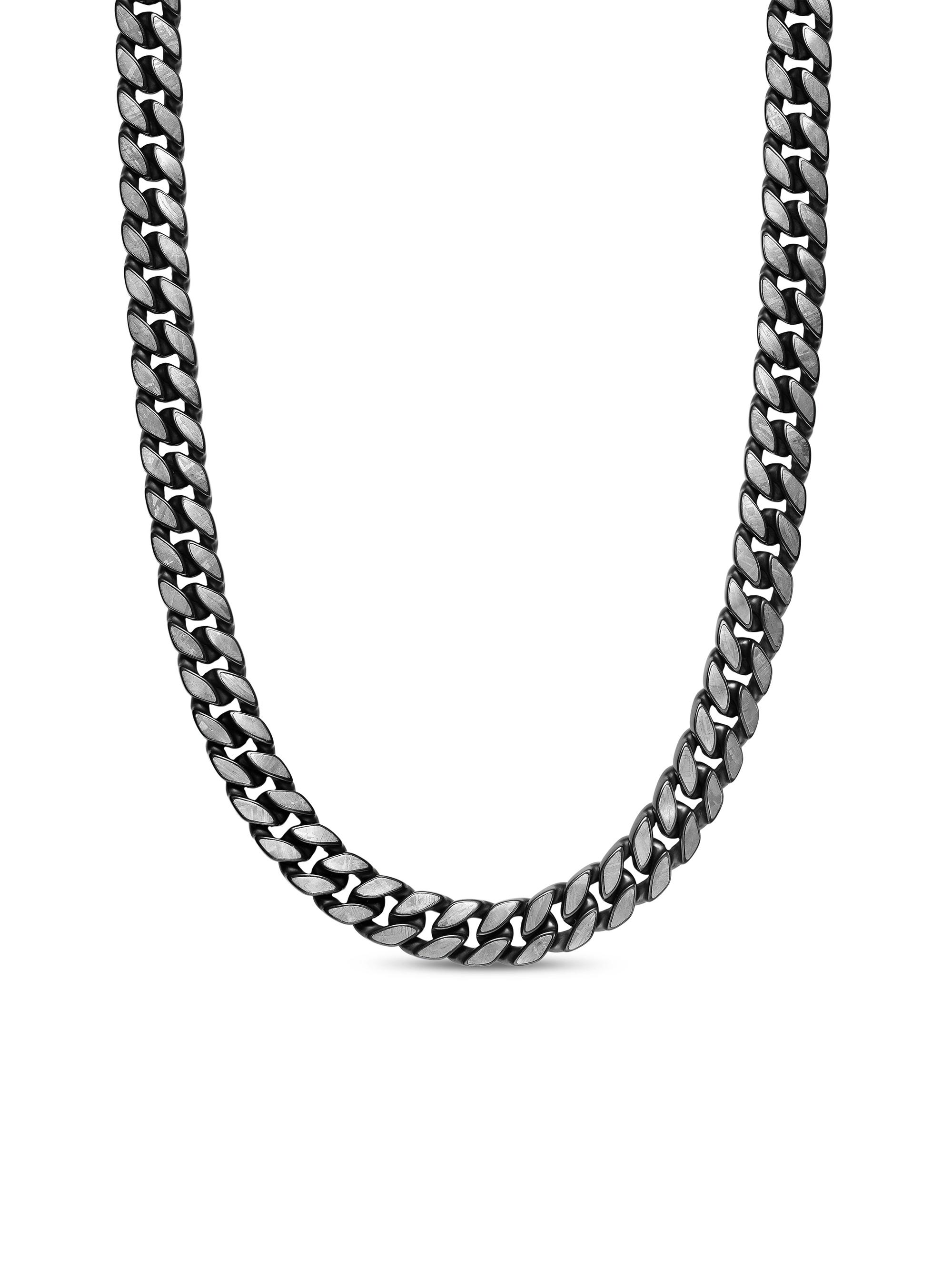 David Yurman Men's Curb Chain Necklace in Black Titanium - Meteorite