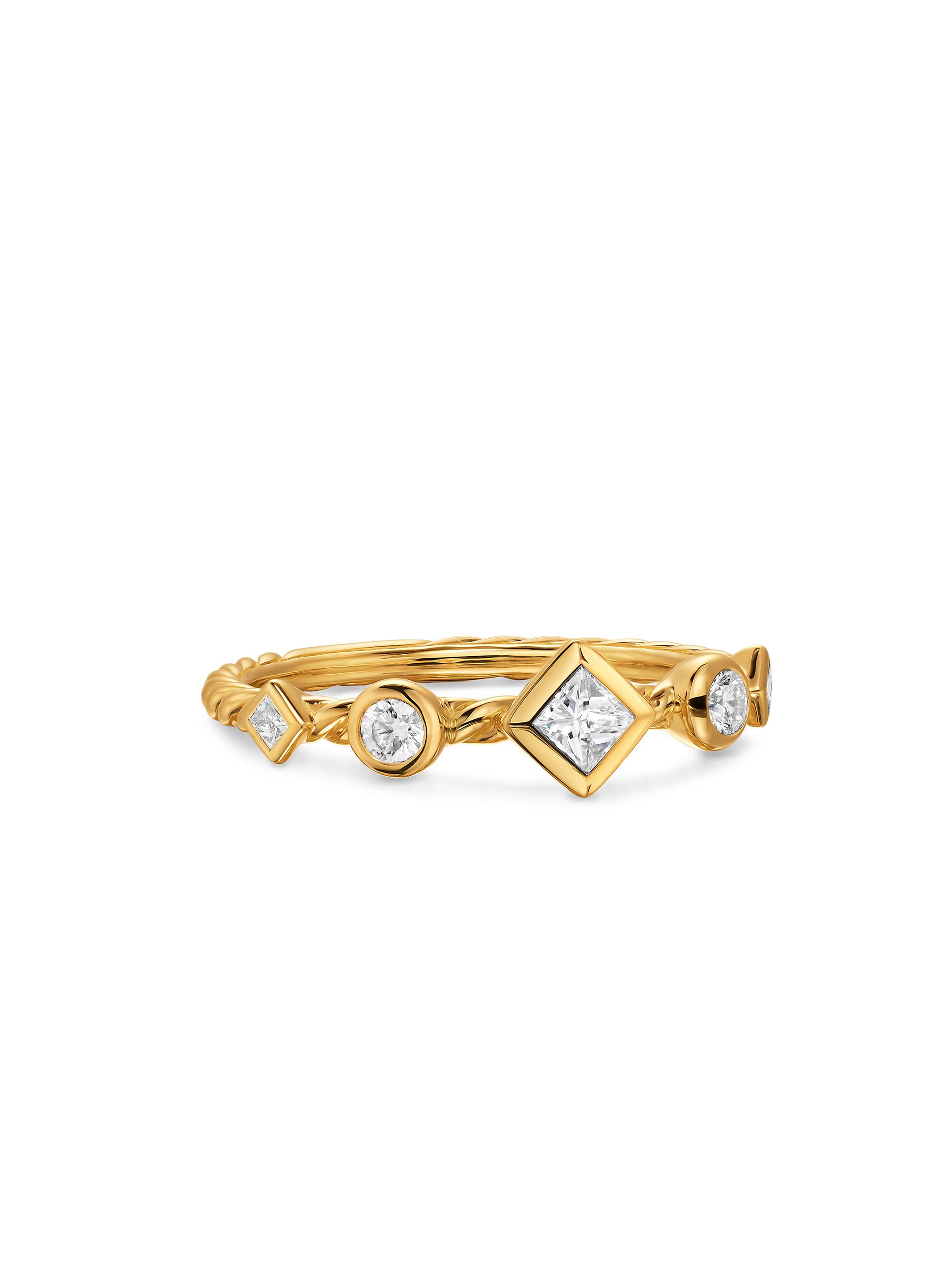 David Yurman Women's Cable Band Ring in 18K Yellow Gold - Diamond