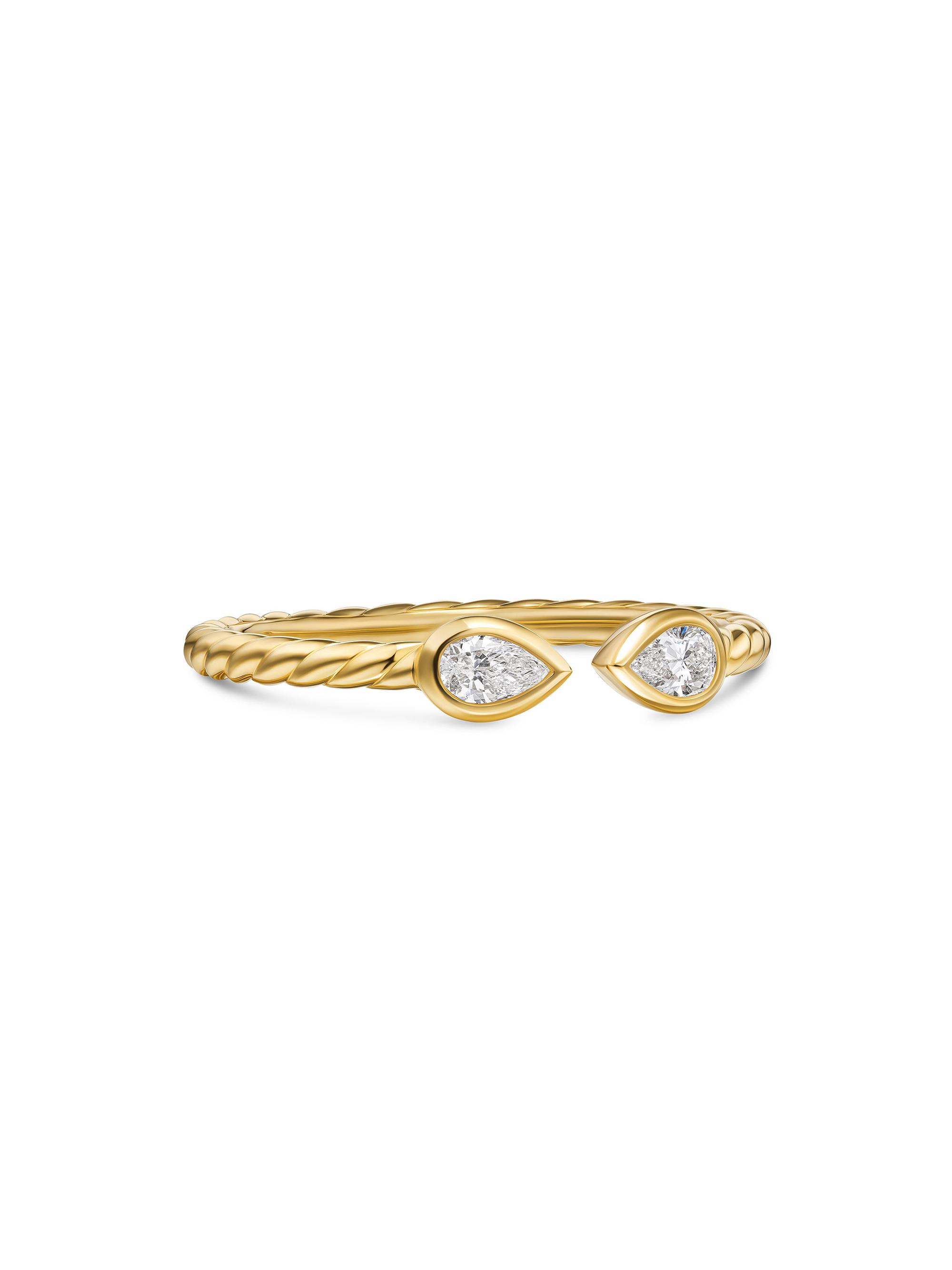 David Yurman Women's Petite Modern Renaissance Open Pear Ring in 18K Yellow Gold - Diamond