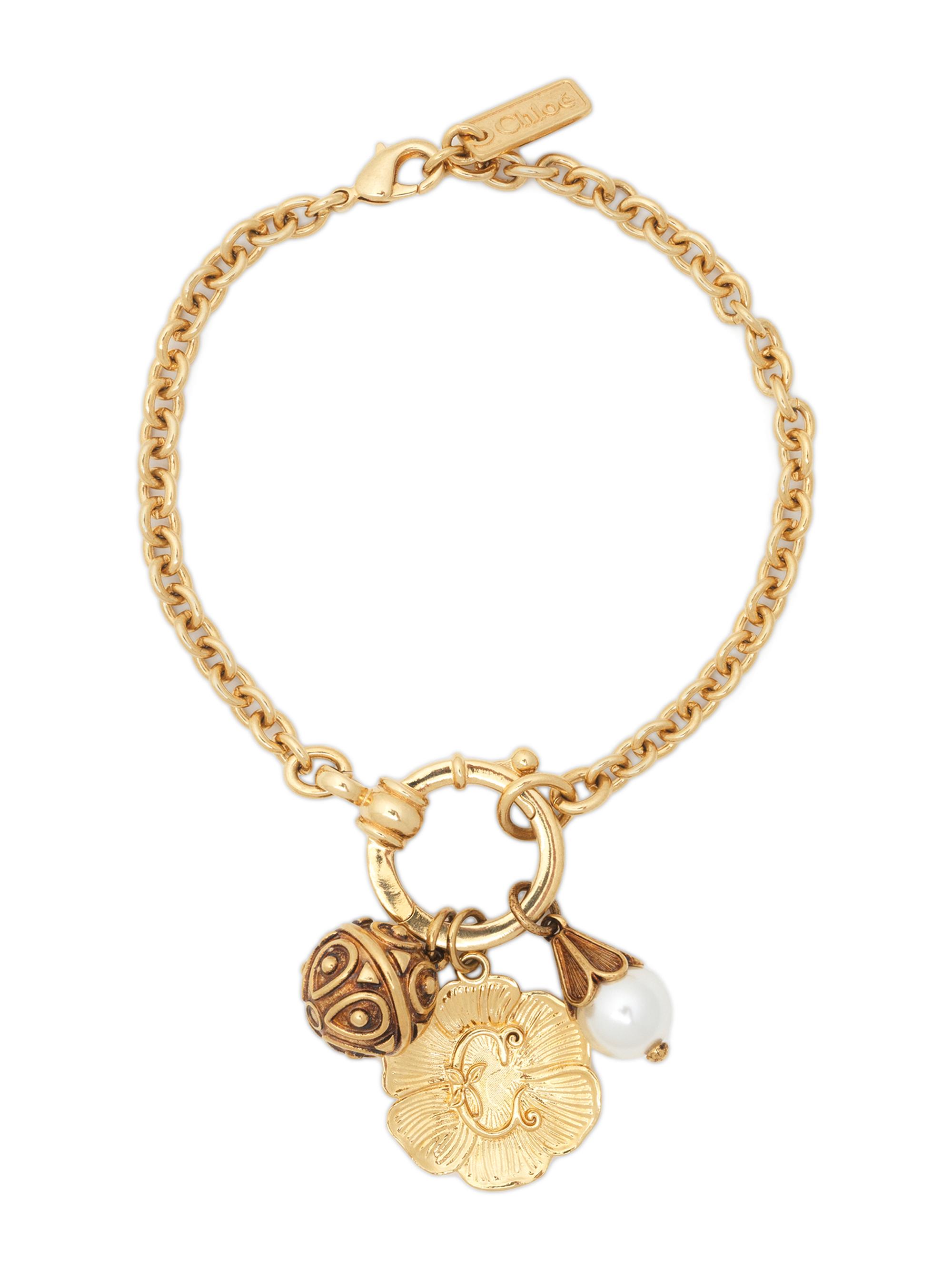 Chloé Women's Treasures Goldtone & Glass & Imitation Pearl Charm Bracelet - Vintage Gold