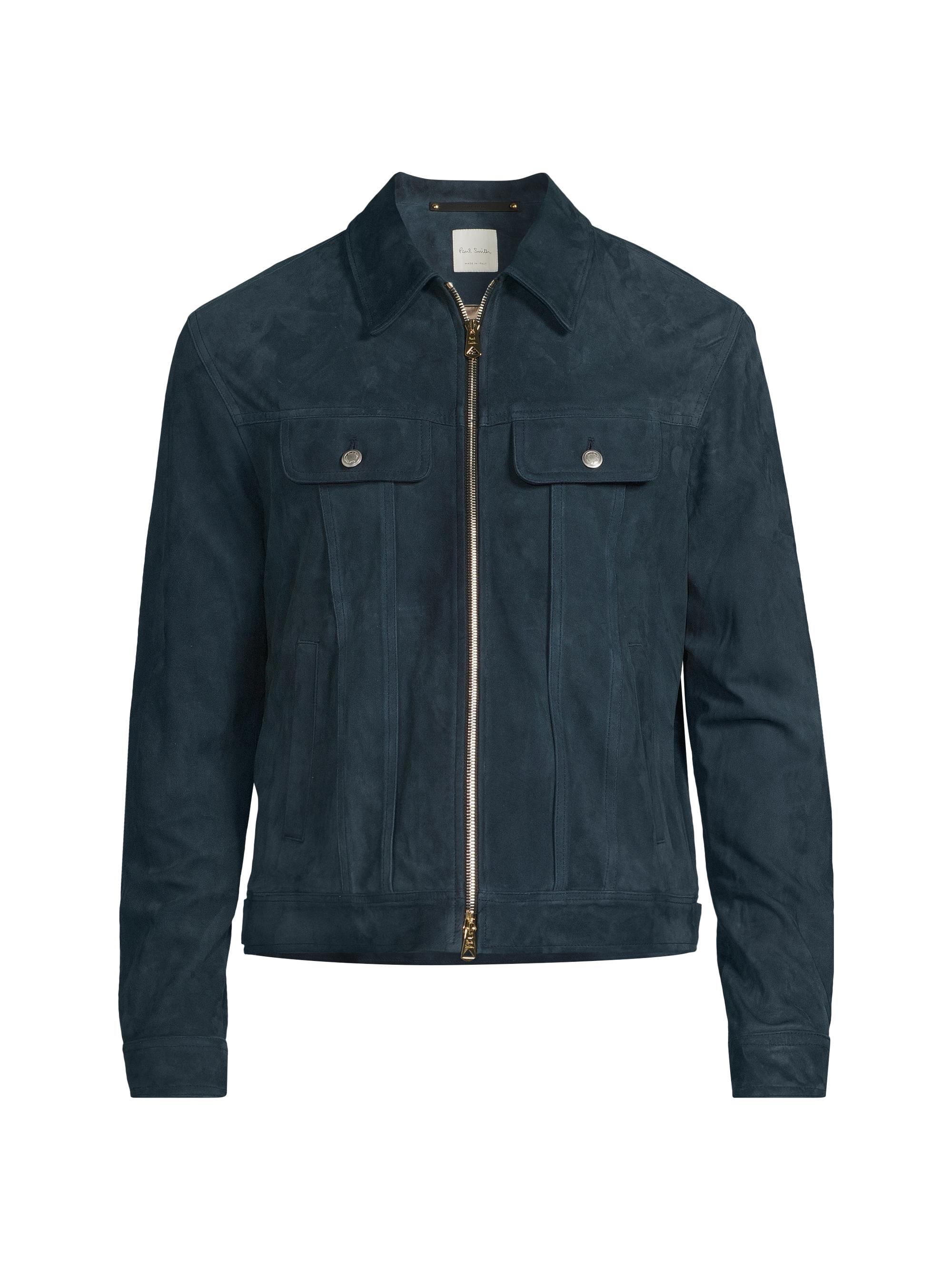 Paul Smith Men's Slim-Fit Suede Trucker Jacket - Petrol Blue