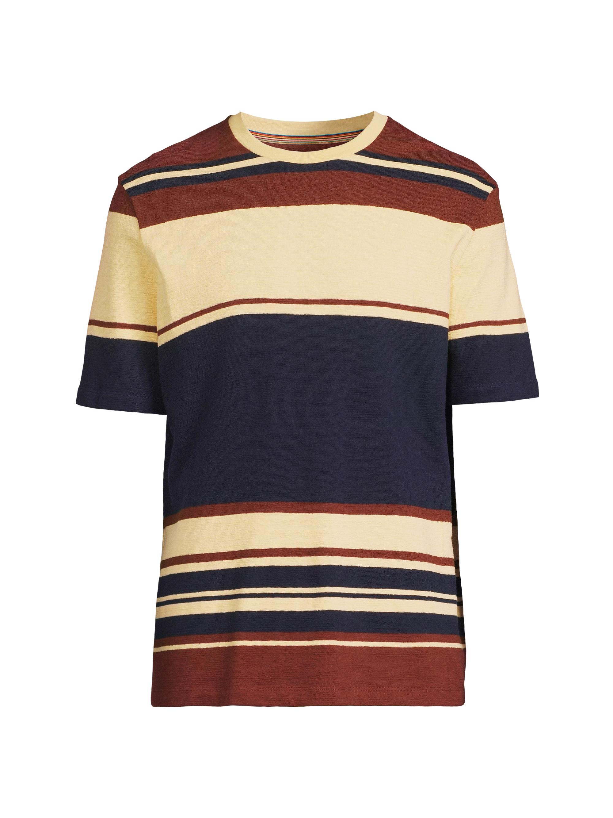 Paul Smith Men's Striped Cotton Crewneck T-Shirt - Burgundy