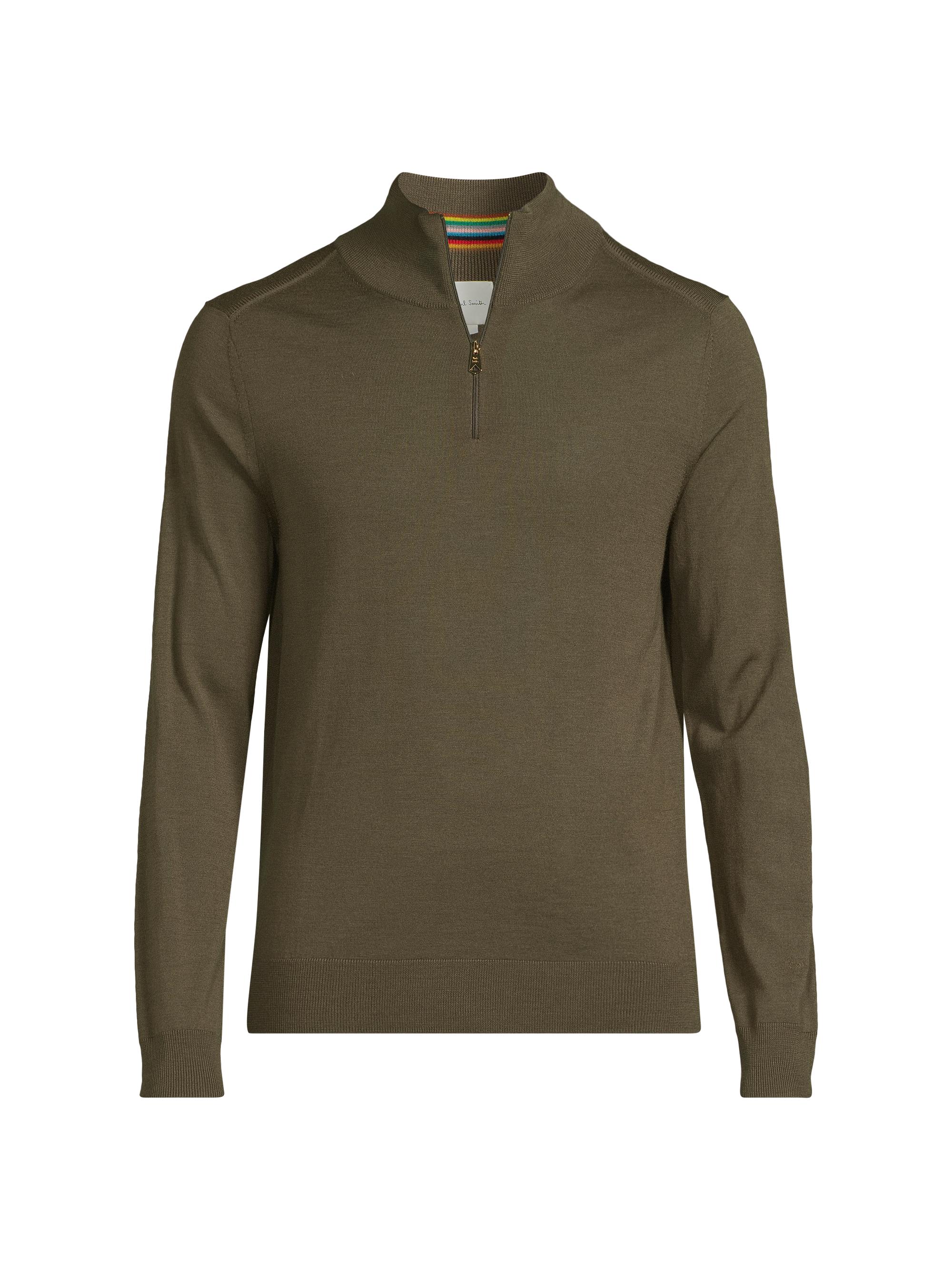 Paul Smith Men's Merino Wool Quarter-Zip Sweater - Khaki