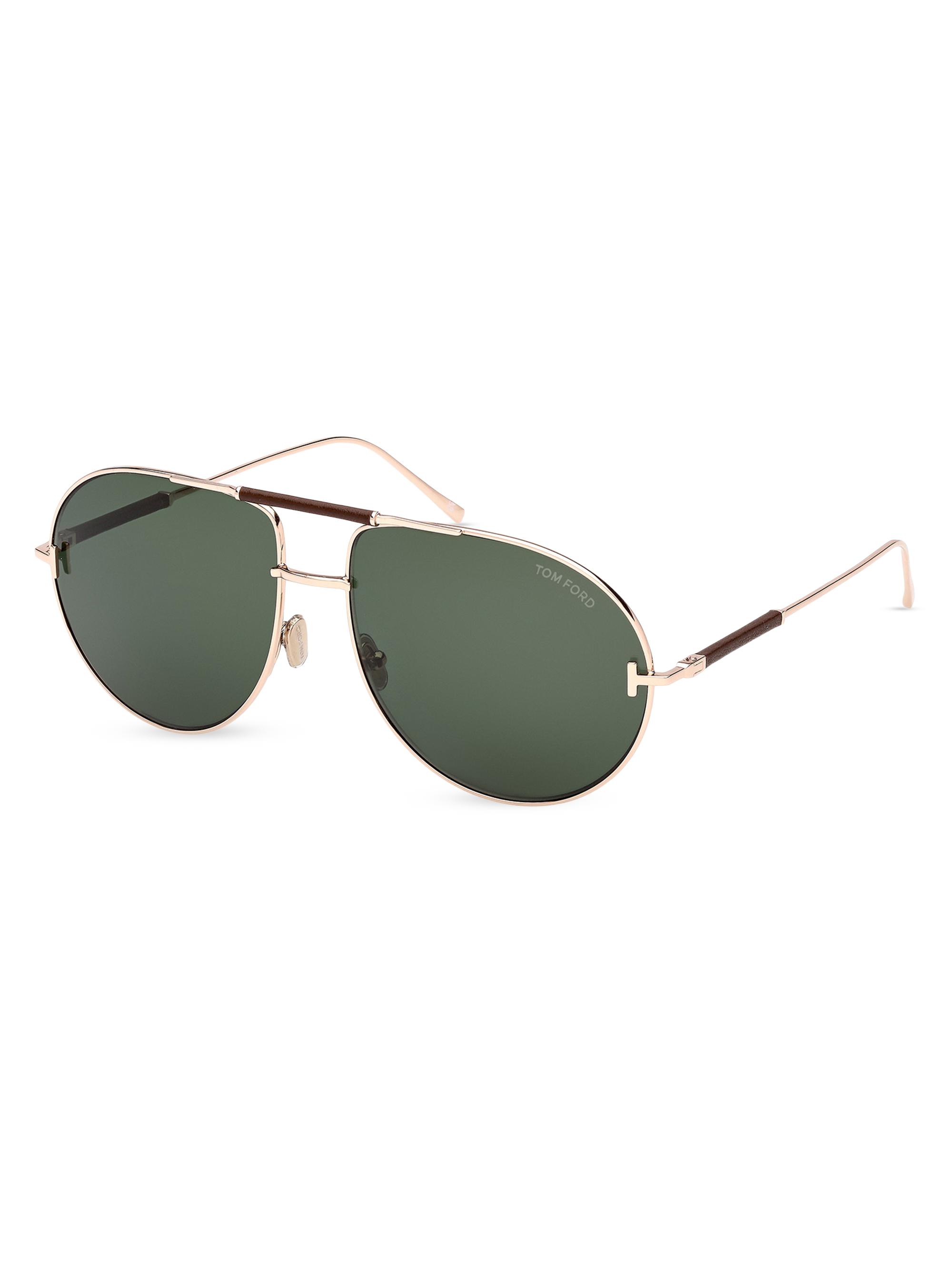 TOM FORD Men's Lou 62MM Aviator Sunglasses - Rose Gold Green