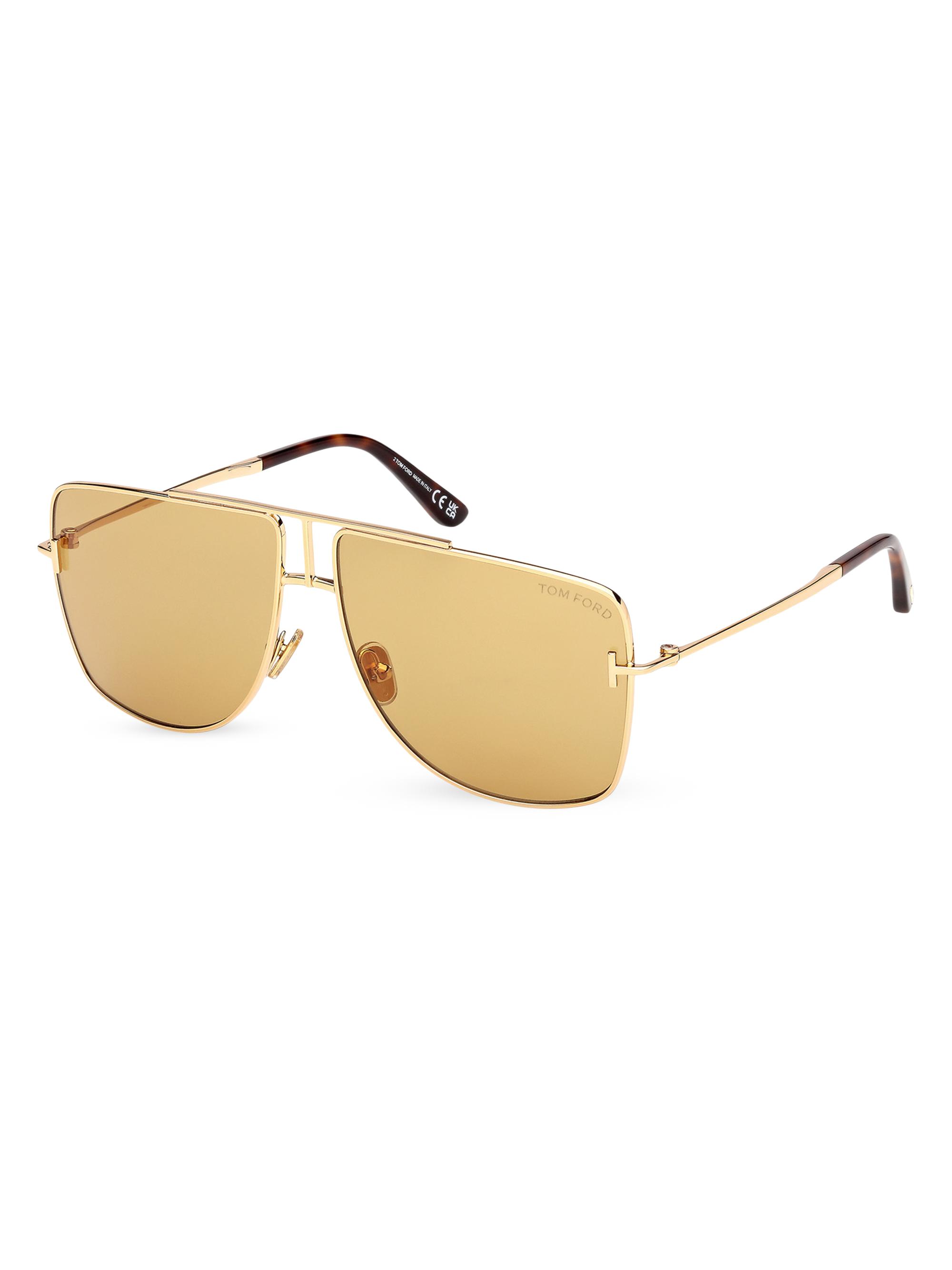 TOM FORD Men's Eliott-02 59MM Geometric Aviator Sunglasses - Yellow Gold
