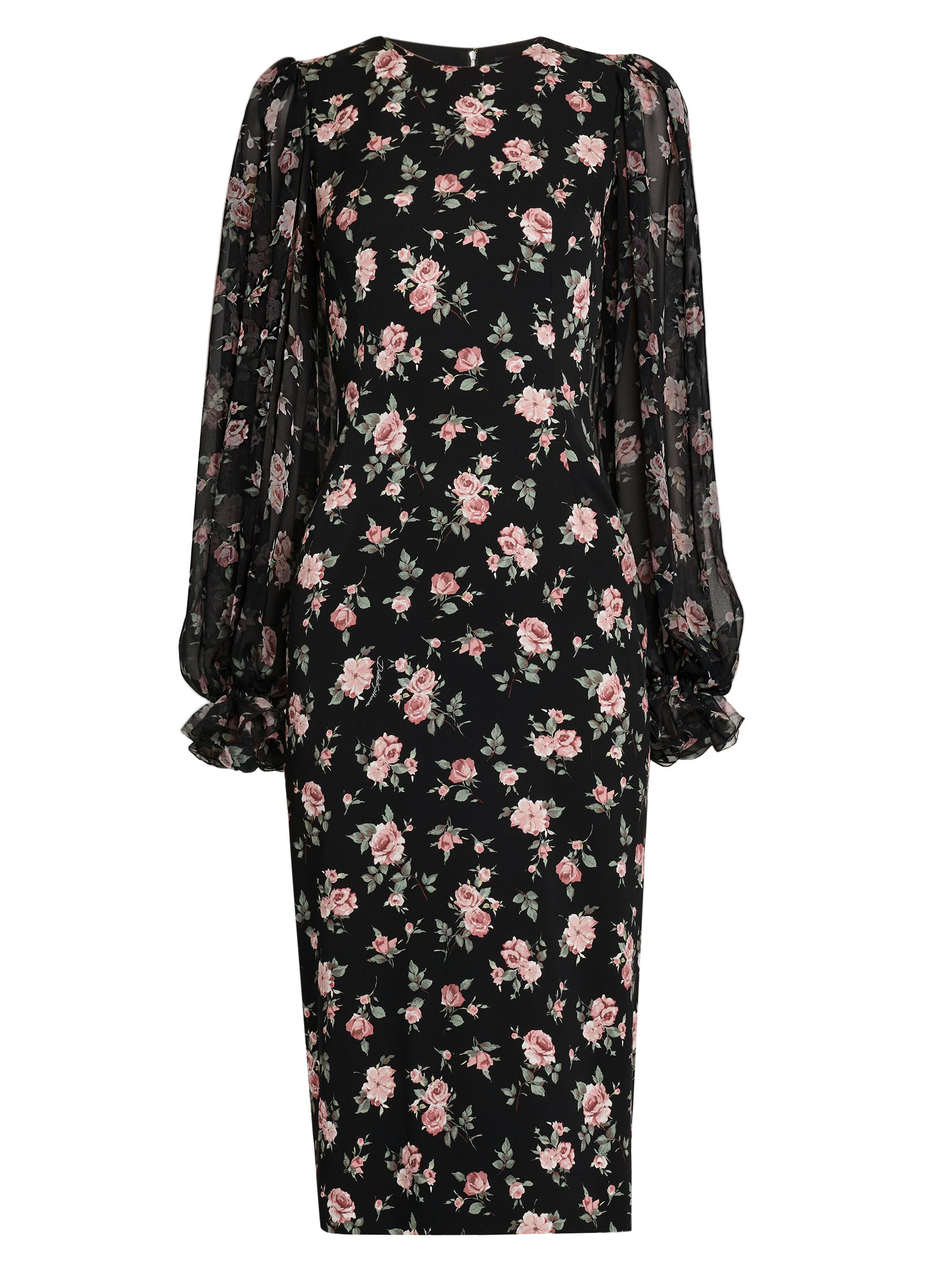 Dolce & Gabbana Women's Floral Silk-Blend Midi-Dress - Rose Vintage F Nero