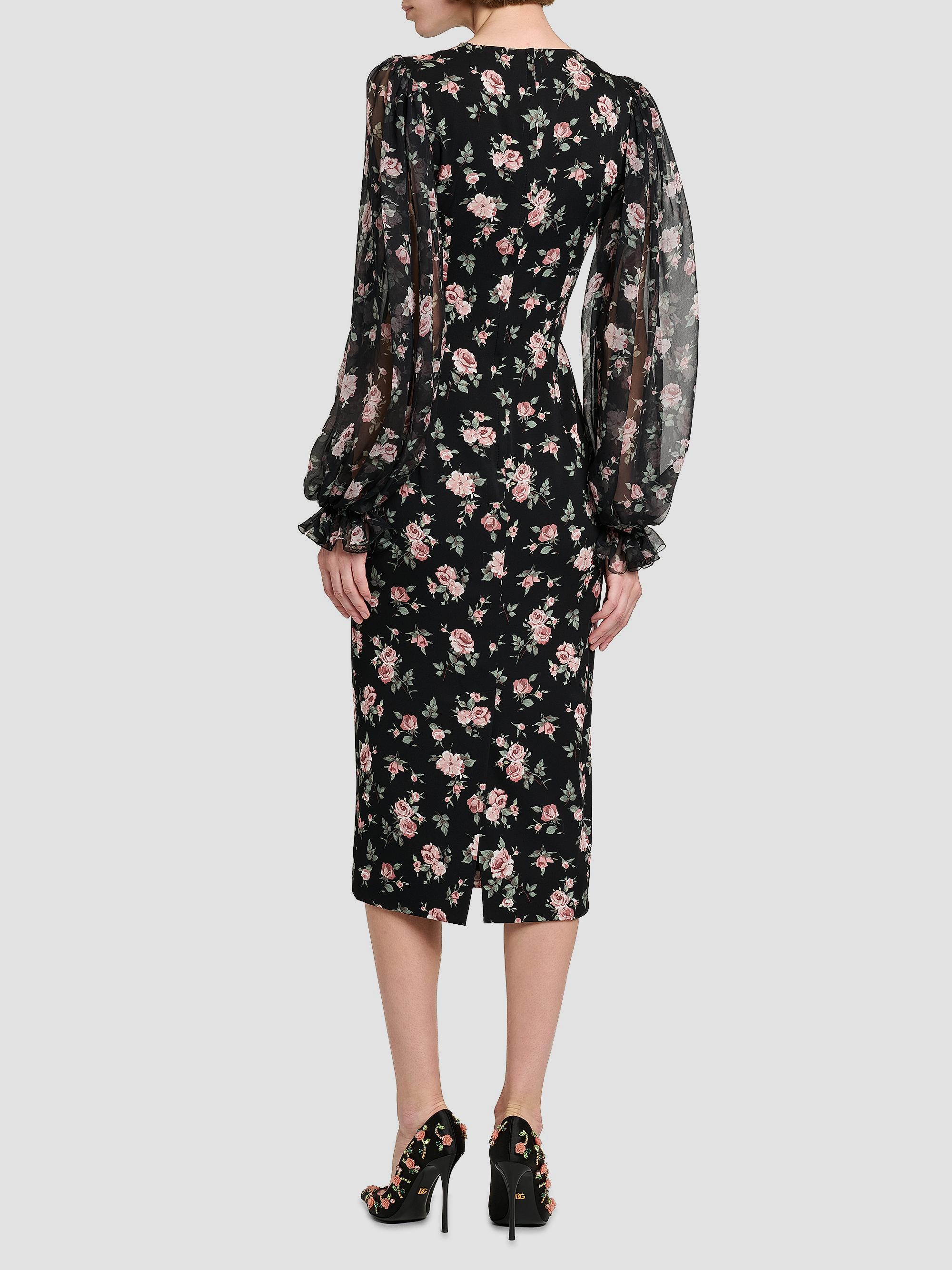 Dolce&Gabbana Floral Silk-Blend Midi-Dress | Saks Fifth Avenue