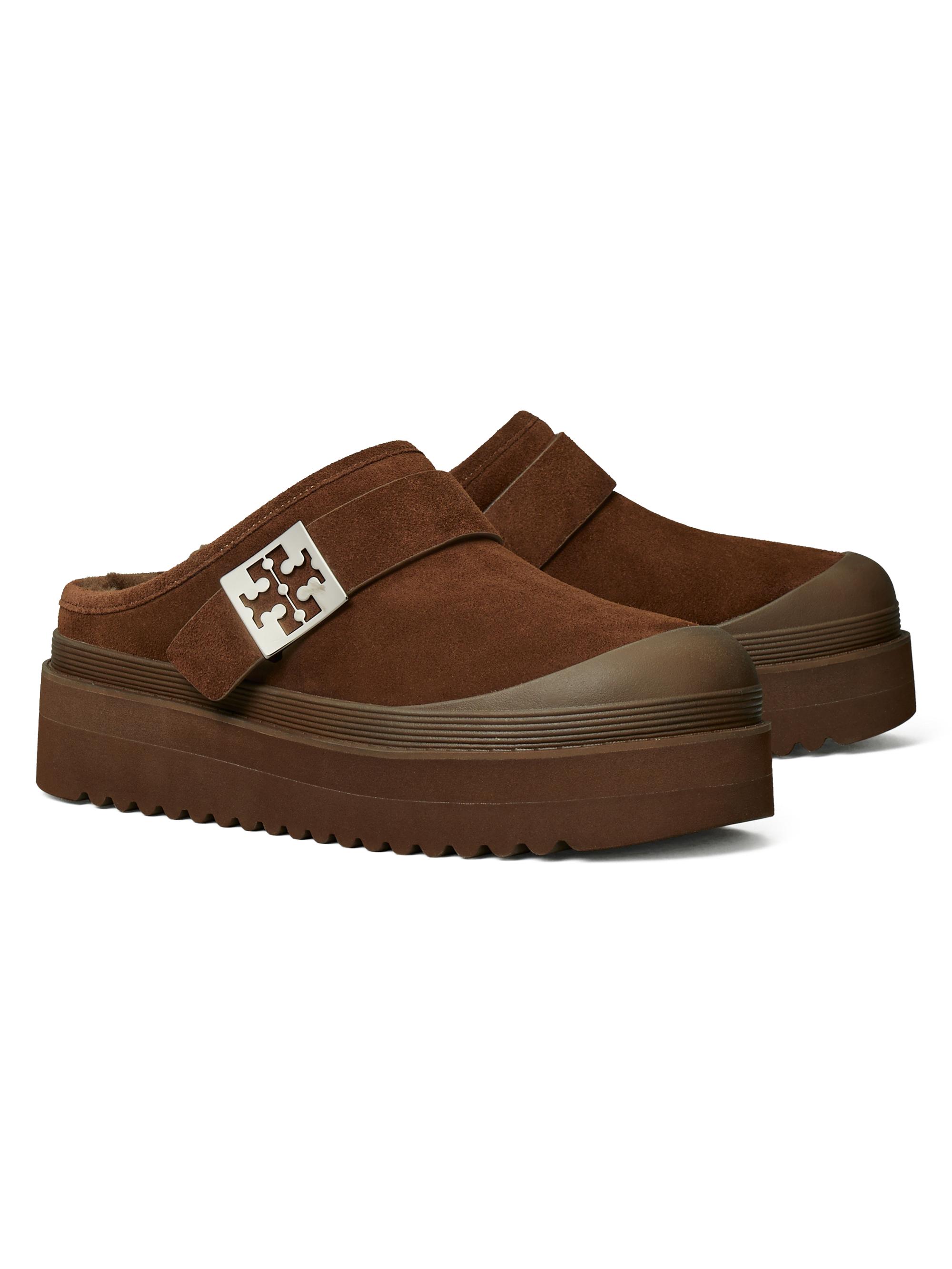 Tory Burch Mellow Shearling-Lined Suede Platform Mules | Saks