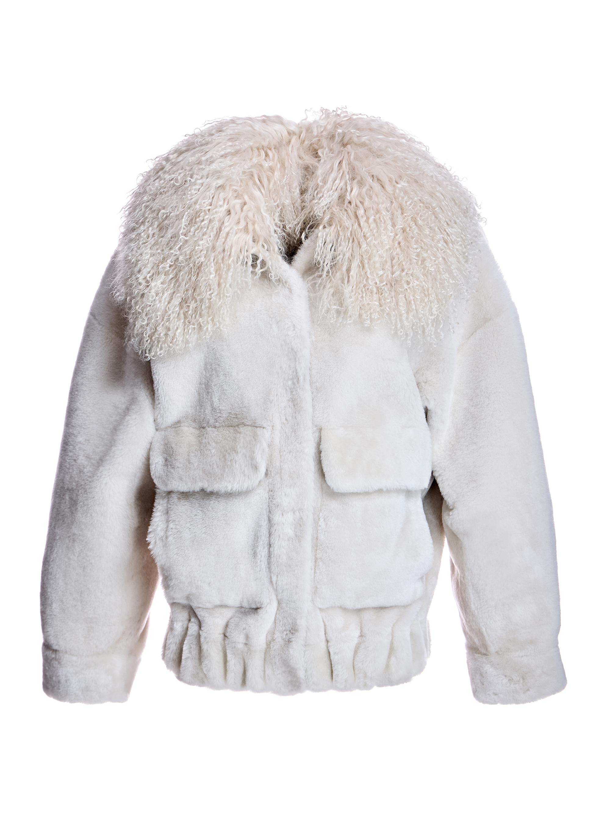 Maximilian Women's Shearling Bomber Coat - Cream